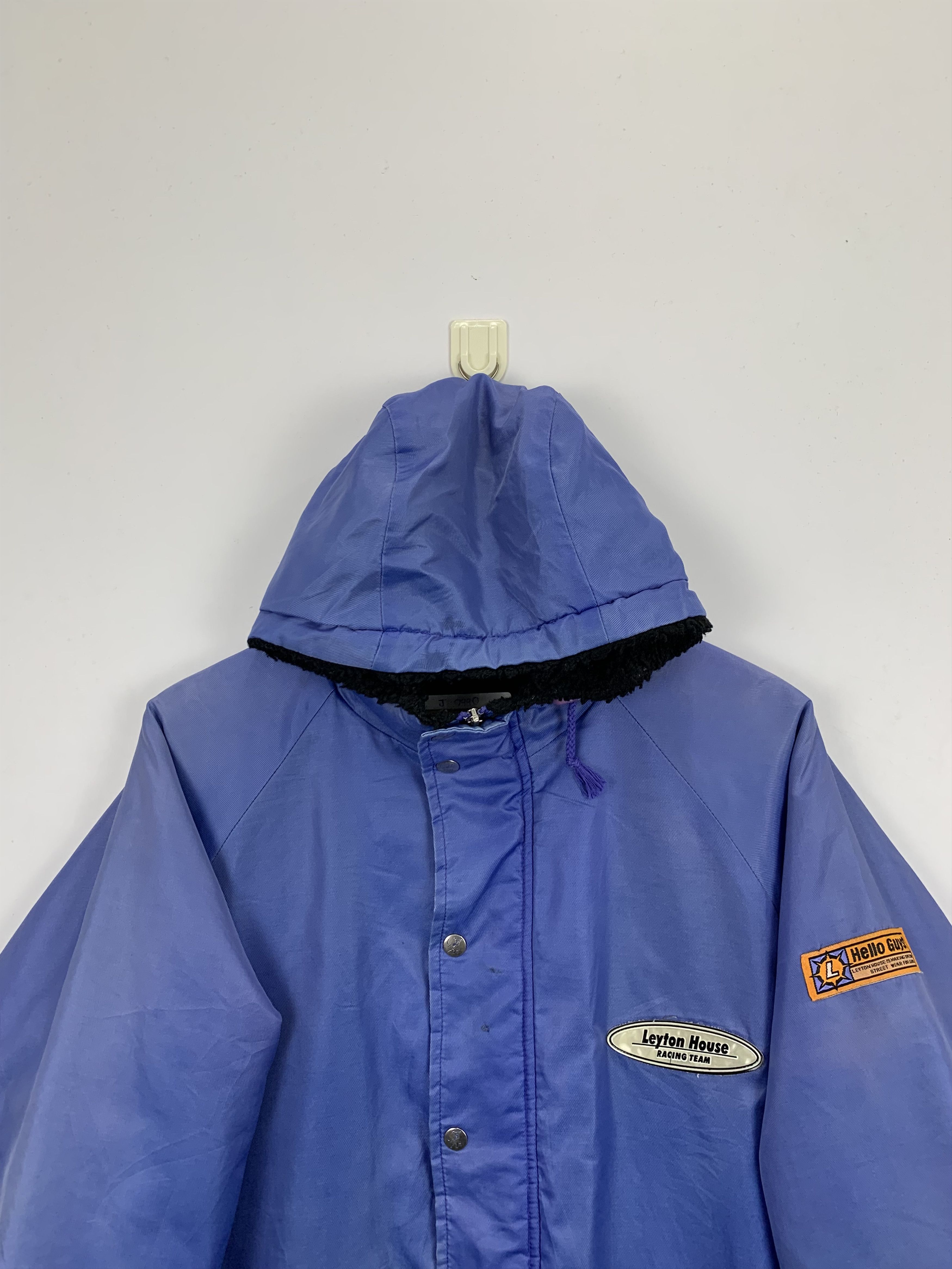 Japanese Brand Vintage Leyton House Racing Team Fleece Hooded Jacket J0990 Size US M / EU 48-50 / 2 - 2 Thumbnail