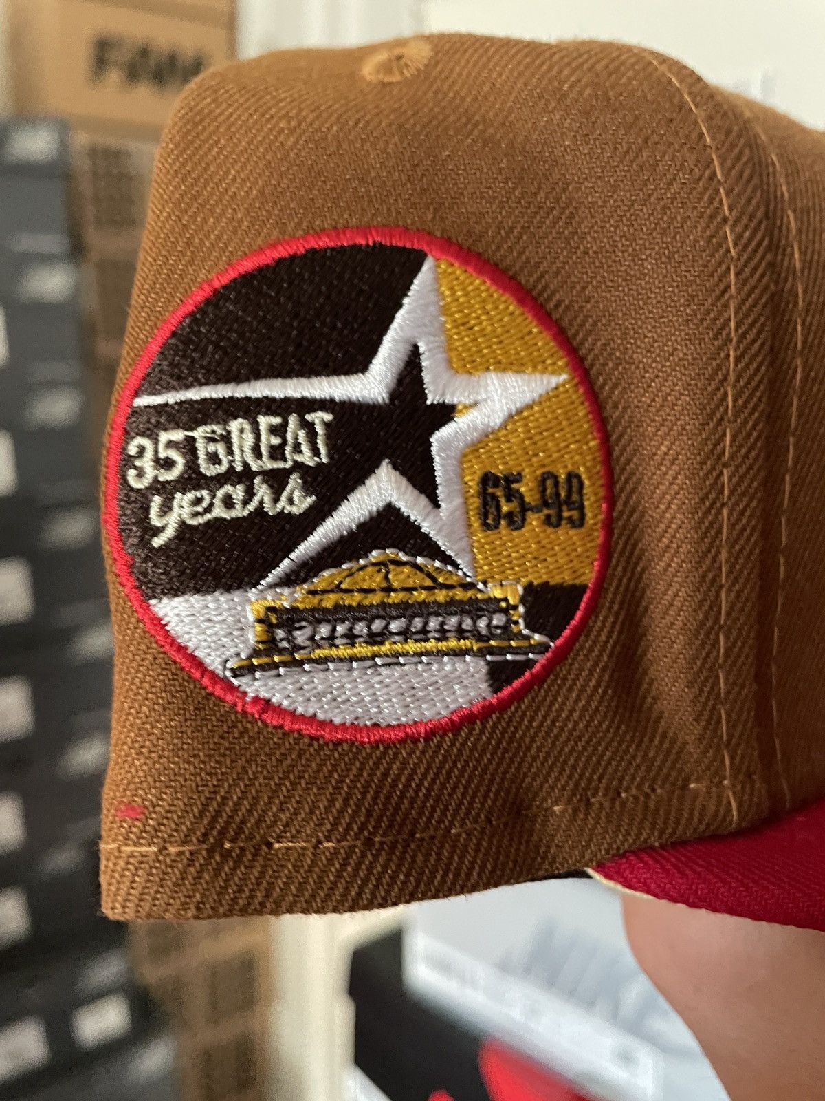 MLB × New Era 7 1/8 Brown Red Houston Astros Two 2 Tone 35 Years Yellow Size ONE SIZE - 4 Thumbnail