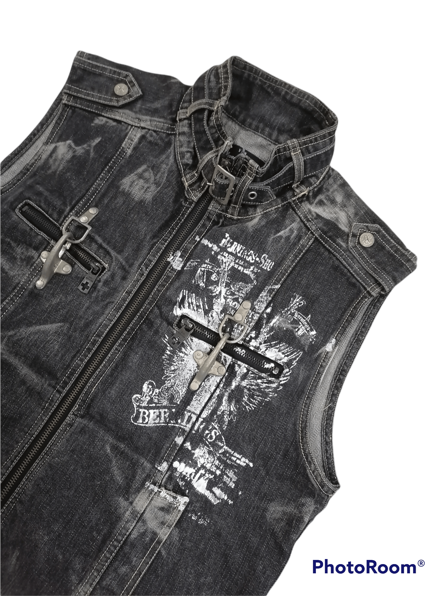 Japanese Brand Bernings-Sho Sleeveless Punk Style Denim Jackets Size US M / EU 48-50 / 2 - 2 Thumbnail