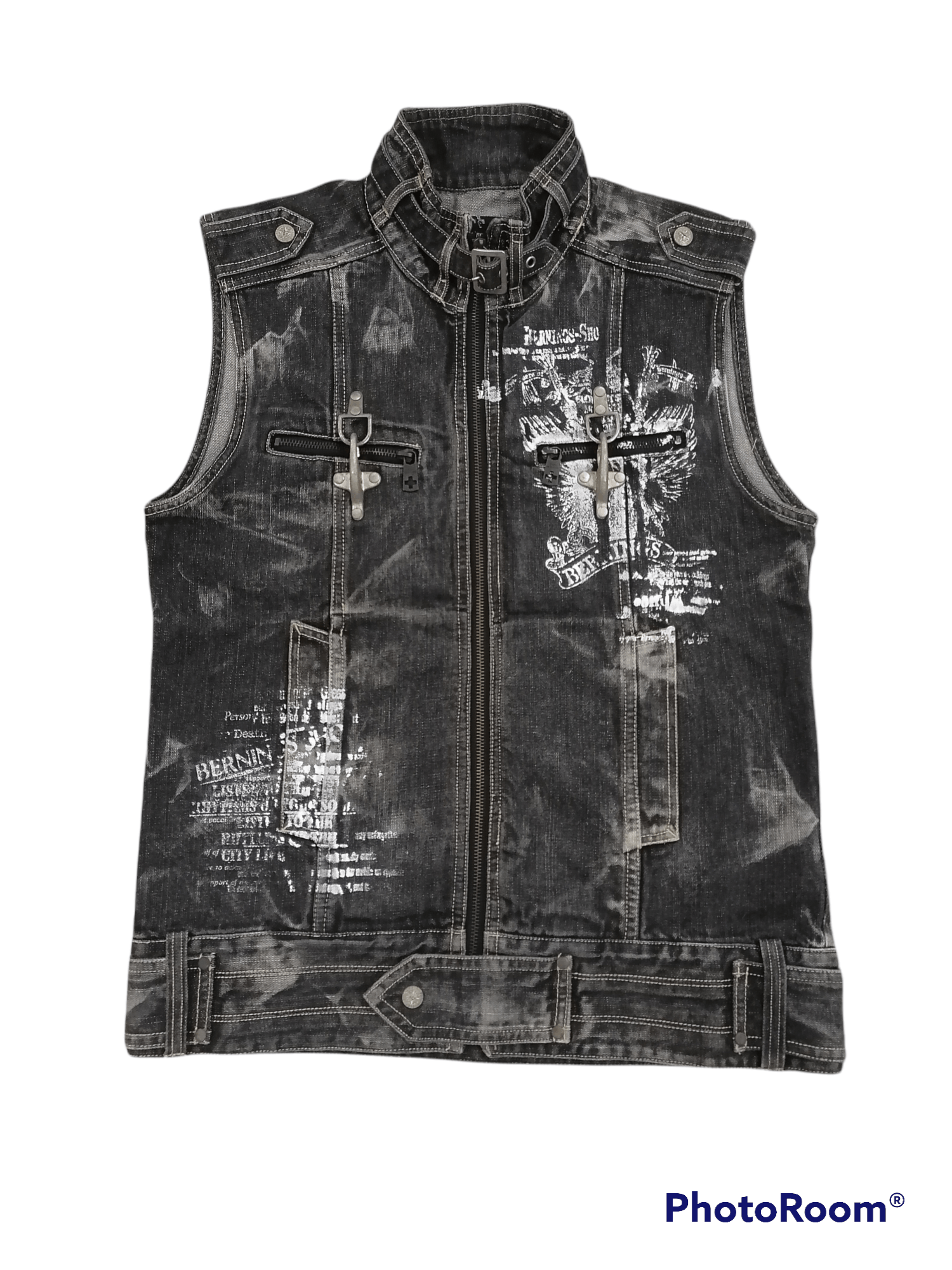 Japanese Brand Bernings-Sho Sleeveless Punk Style Denim Jackets Size US M / EU 48-50 / 2 - 1 Thumbnail