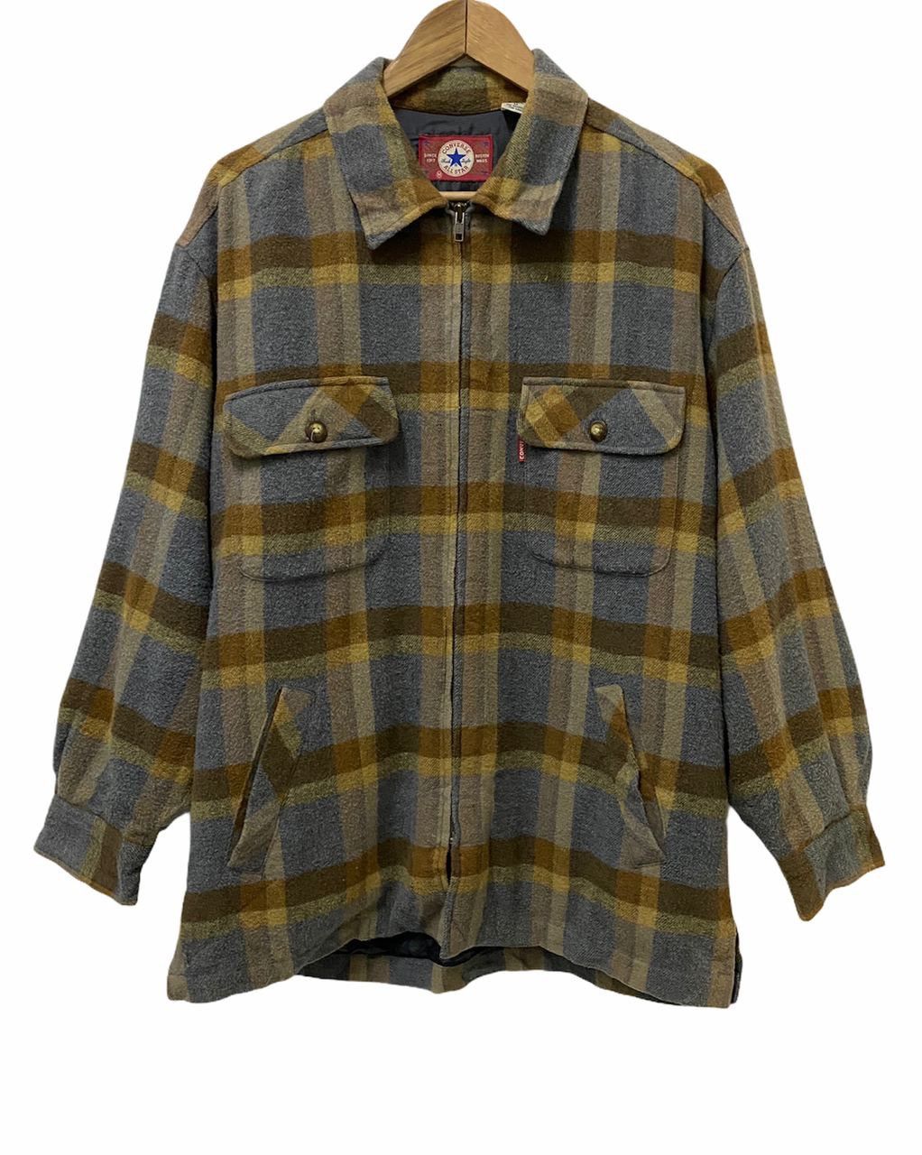 Converse × Flannel × Japanese Brand 🔥STEALS Vintage Converse Flannel Yellow Plaid Zipper Jacket Size US M / EU 48-50 / 2 - 1 Thumbnail