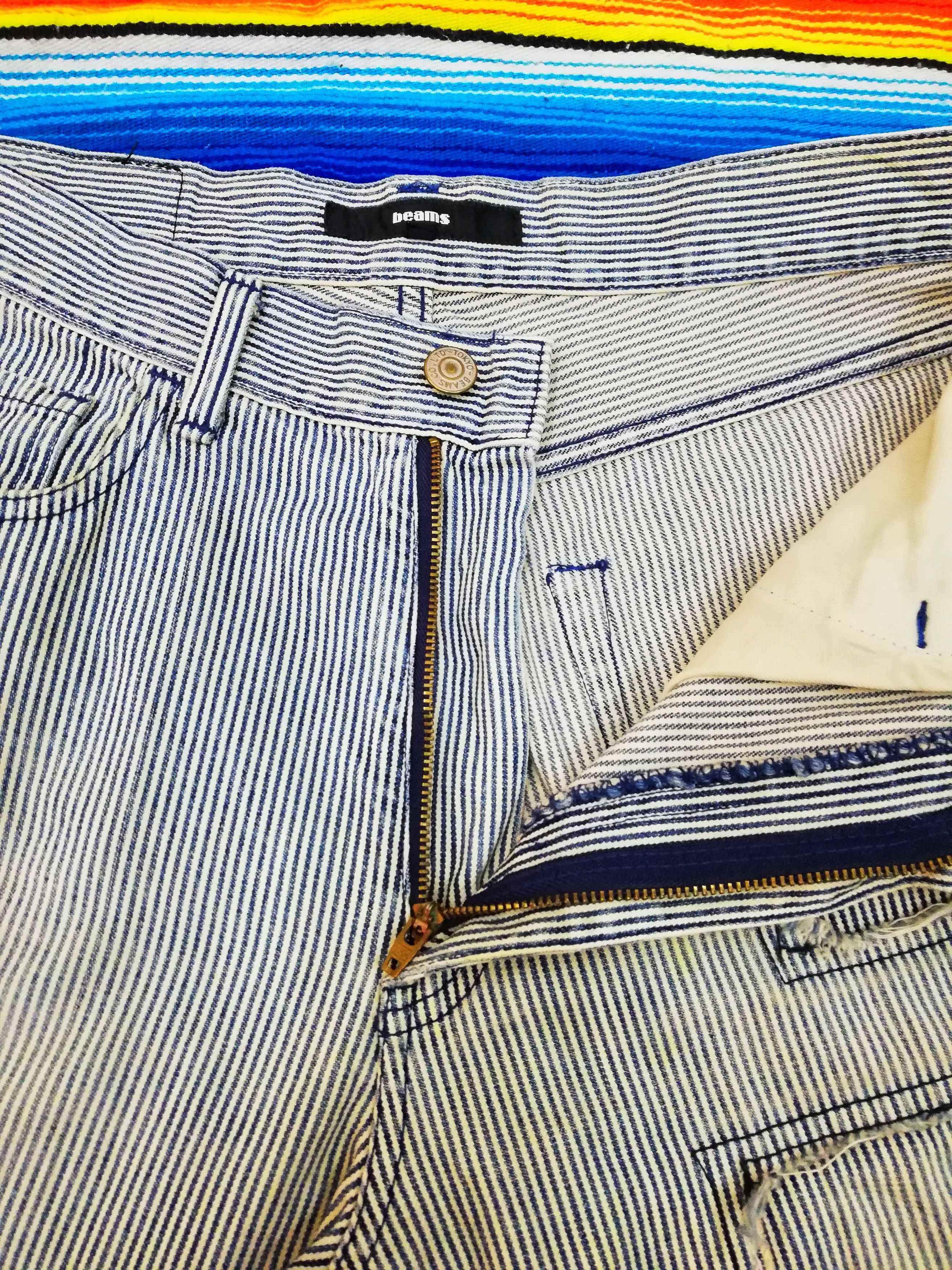 Beams Plus × Japanese Brand 🔥Japanese🇯🇵 Beams Hickory Stripe Distressed Denim Pants Size US 32 / EU 48 - 6 Thumbnail