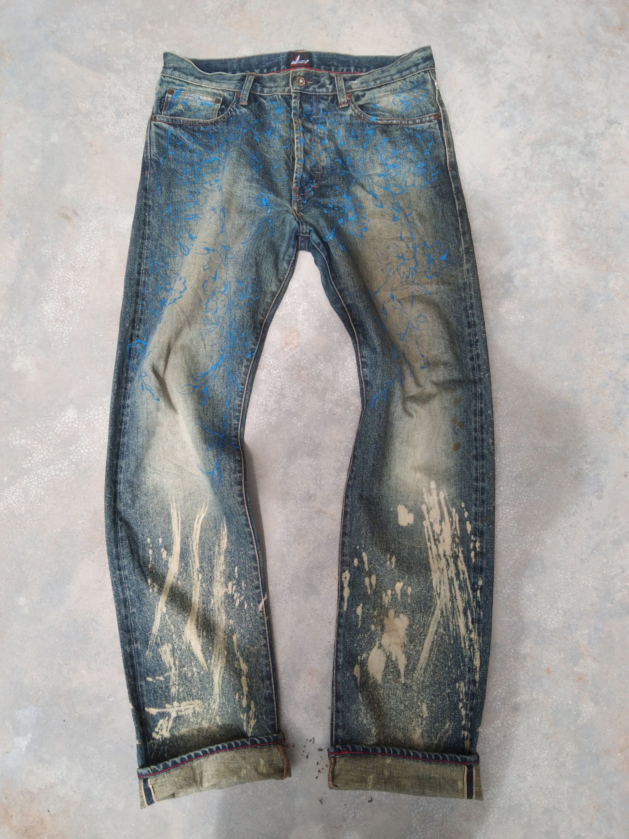 Jean × Paul Smith Red Ear × Vintage 💥REDLINE JEANS💥Vintage Selvedge Denim Snow Rusty Wash Size US 32 / EU 48 - 1 Thumbnail