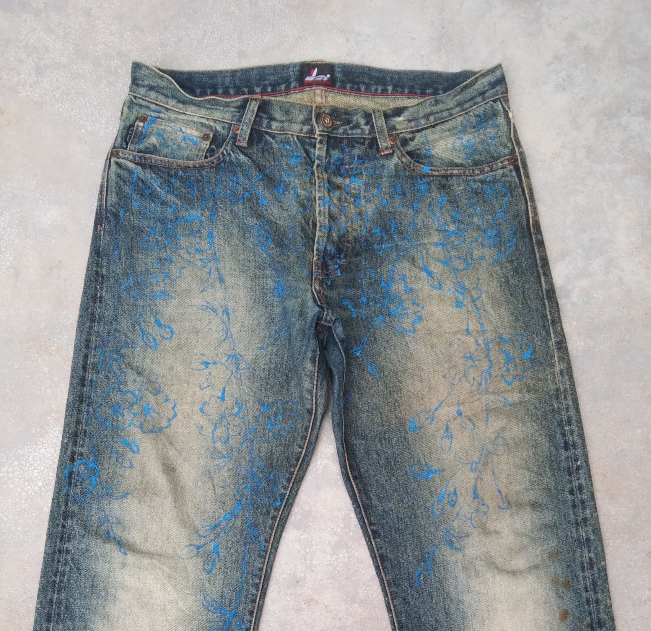 Jean × Paul Smith Red Ear × Vintage 💥REDLINE JEANS💥Vintage Selvedge Denim Snow Rusty Wash Size US 32 / EU 48 - 9 Thumbnail