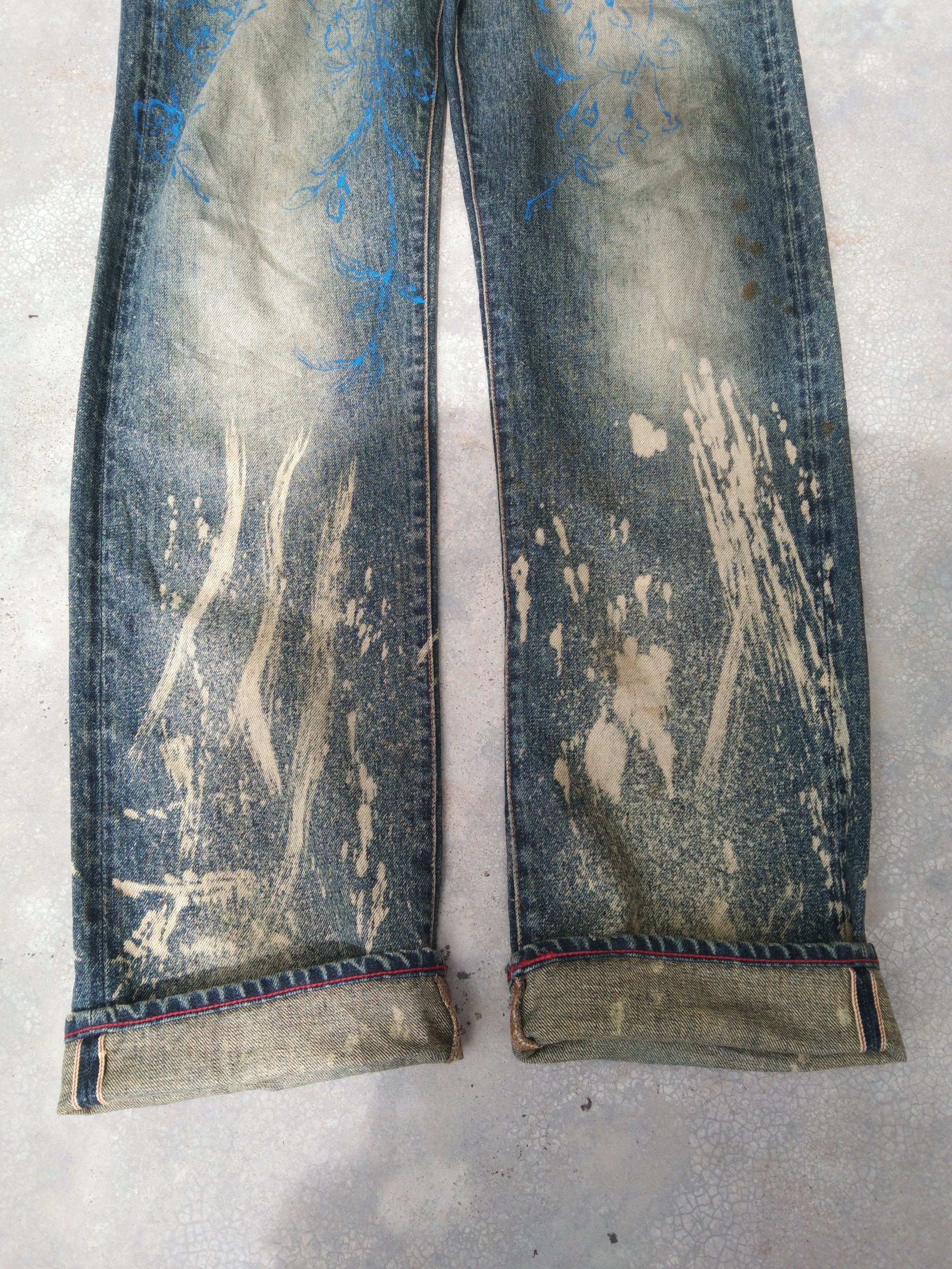 Jean × Paul Smith Red Ear × Vintage 💥REDLINE JEANS💥Vintage Selvedge Denim Snow Rusty Wash Size US 32 / EU 48 - 6 Thumbnail