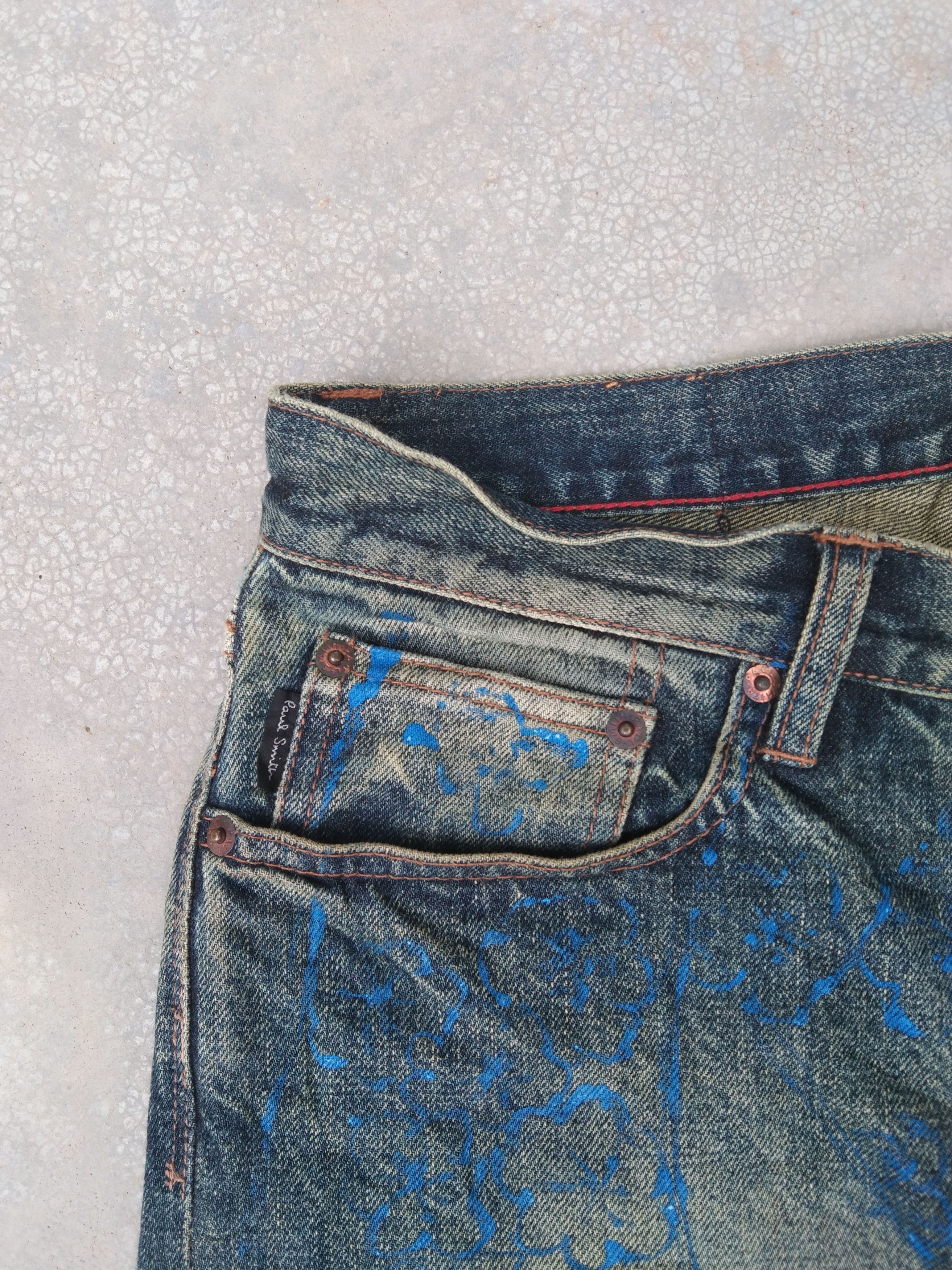 Jean × Paul Smith Red Ear × Vintage 💥REDLINE JEANS💥Vintage Selvedge Denim Snow Rusty Wash Size US 32 / EU 48 - 12 Thumbnail
