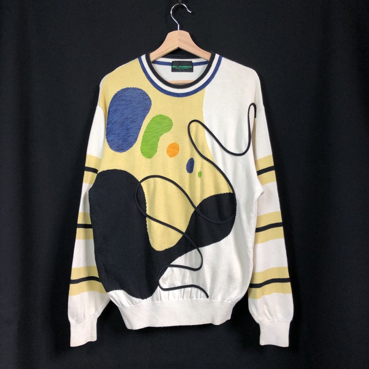 Homespun Knitwear × Mr. Junko Rare! Vintage Mr Junko Pop Art Psychedelic Knit Sweatshirt Size US M / EU 48-50 / 2 - 1 Thumbnail
