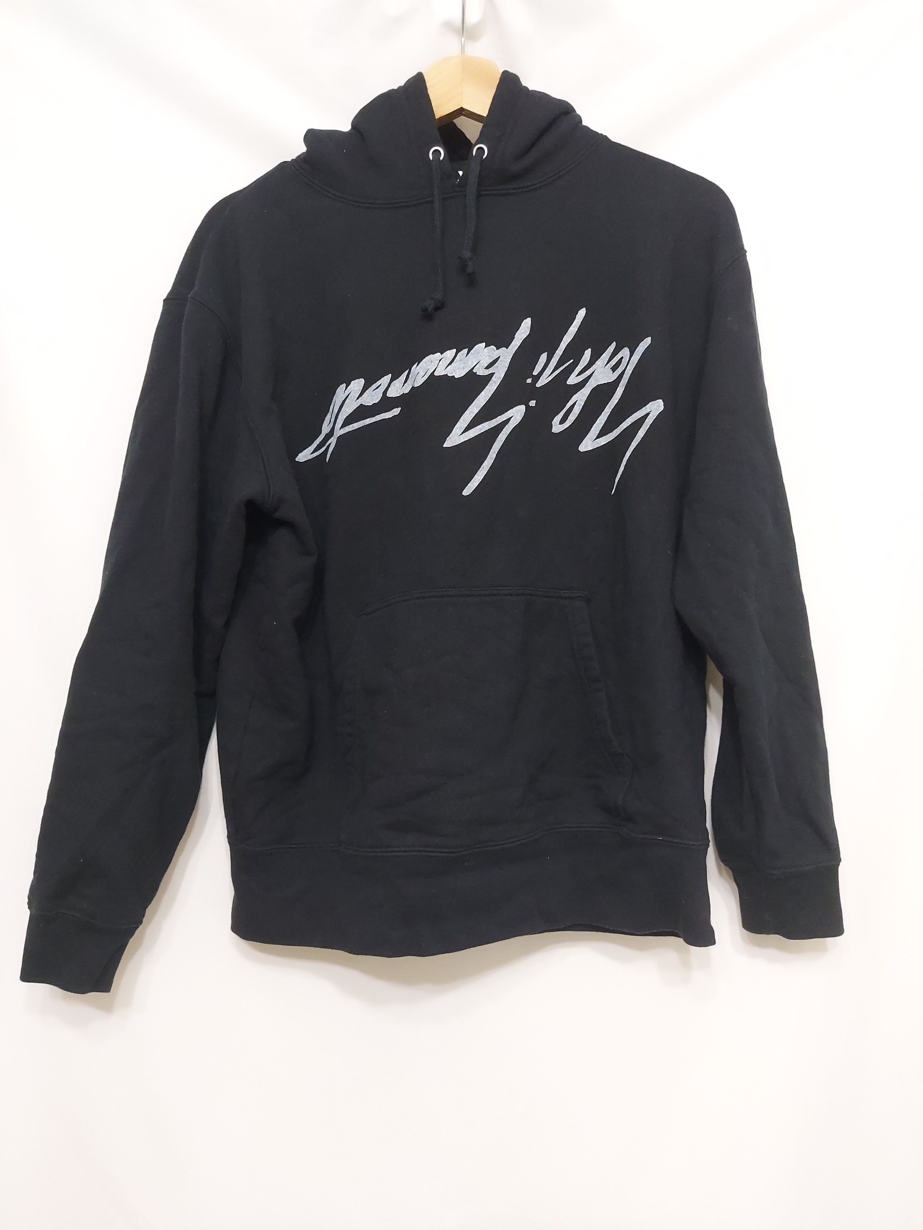 image of Yohji Yamamoto x YS For Men Ground Y Reverse Print Spellout Logo Hoodie in Black, Men's (Size Small