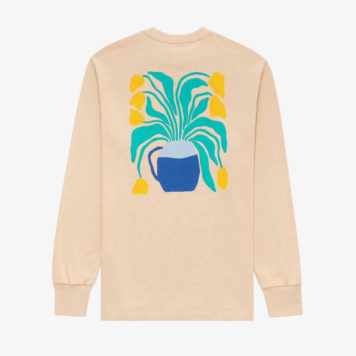 Pre-owned Aimé Leon Dore Tulips Long-sleeve Graphic Tee In Cream Sand