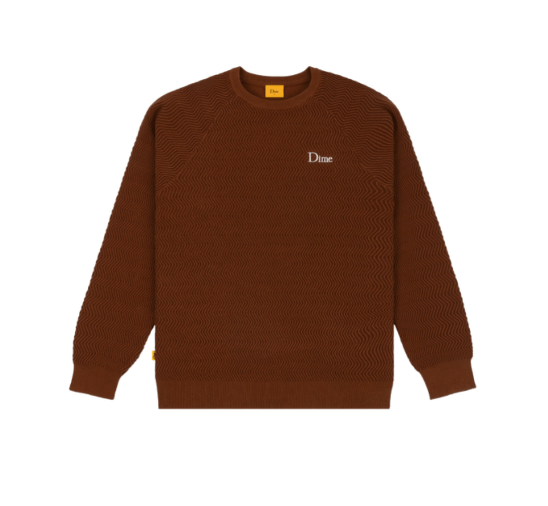 image of Dime Wave Cable Knit Sweater Raw Sienna • Xl, Men's