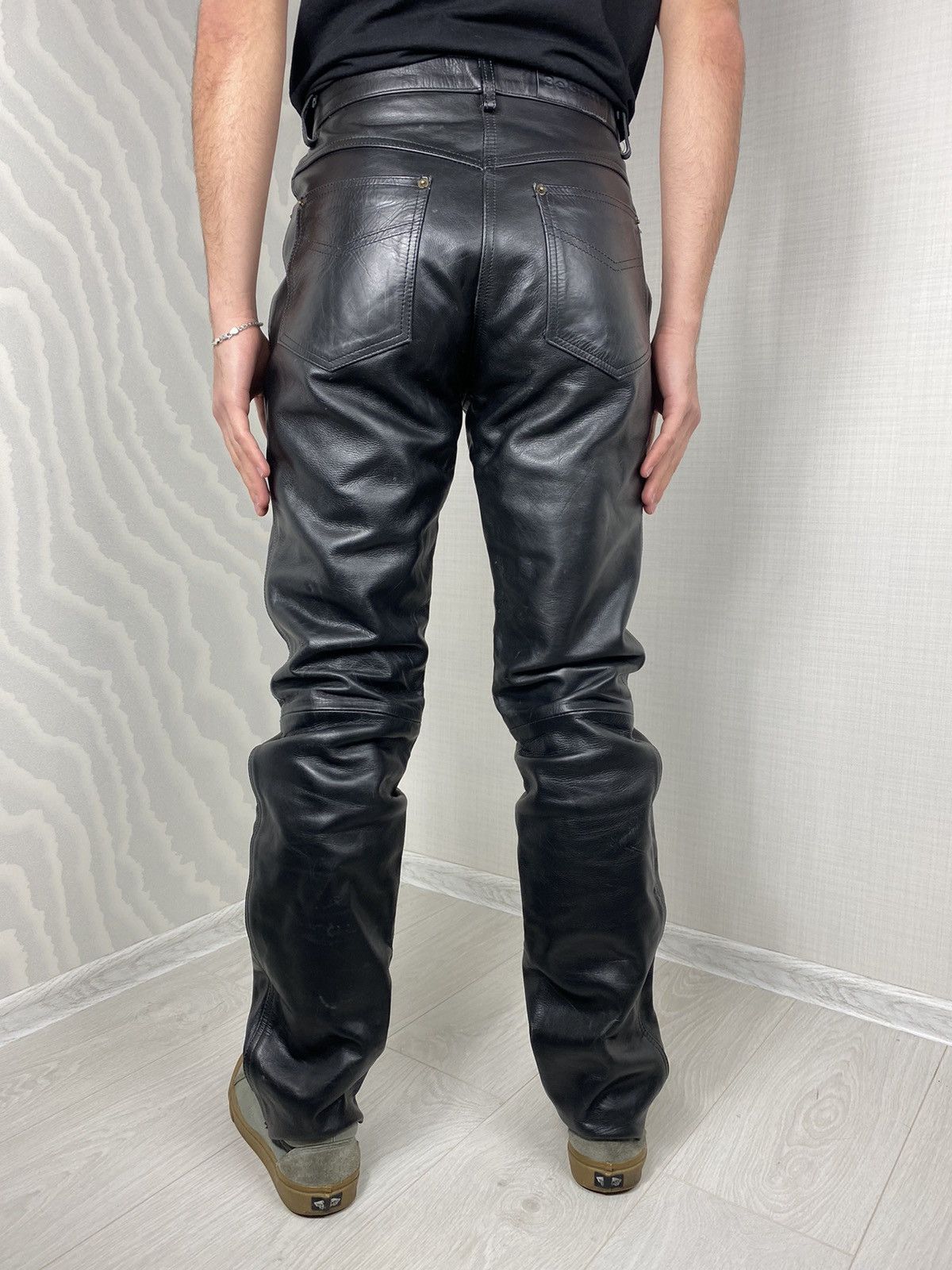 Belstaff BELSTAFF Men’s Black Leather Pants Motorcycle Riders Vintage ...