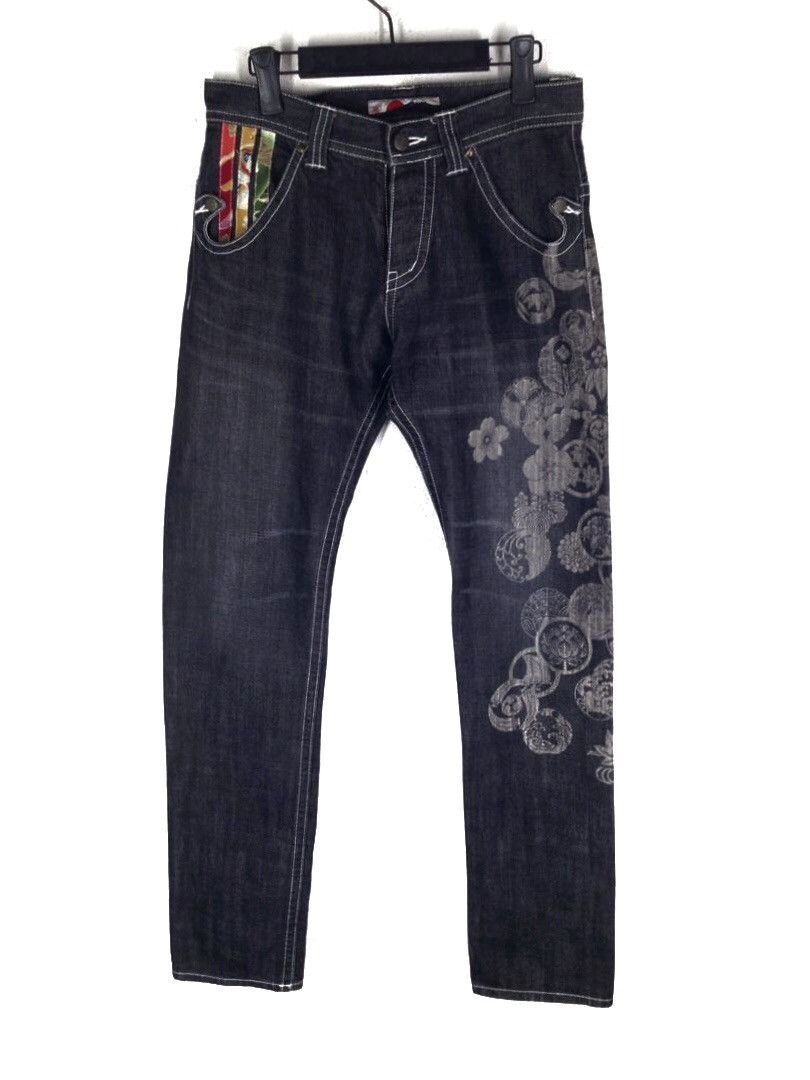 image of Gemstone Made In Japan Art Drawstring Hem Cropped Style in Black Denim, Men's (Size 30)