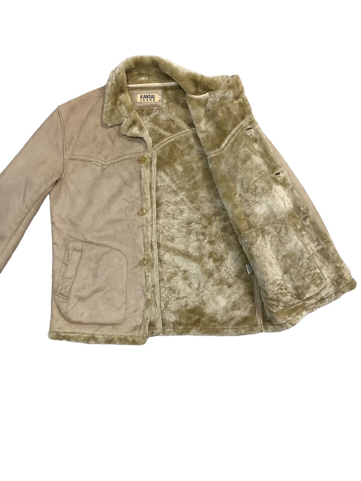 Designer × Kansai Yamamoto Kansai Jeans Sherpa Fur Collar Sherpa Jacket Size US L / EU 52-54 / 3 - 3 Thumbnail