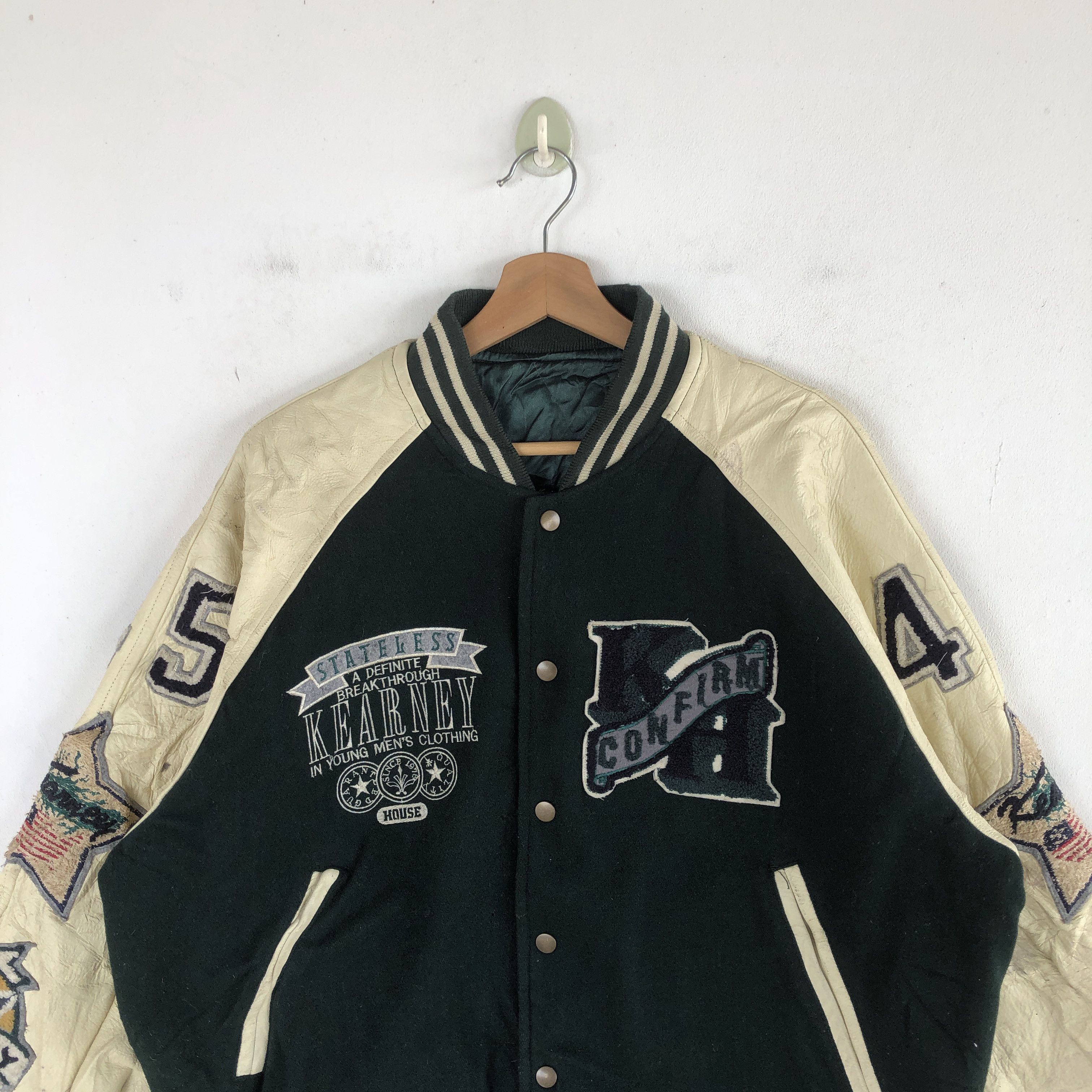 Japanese Brand × Vintage Vintage Kearney House Varsity Jacket Leather Patches Jacket Size US XL / EU 56 / 4 - 4 Thumbnail