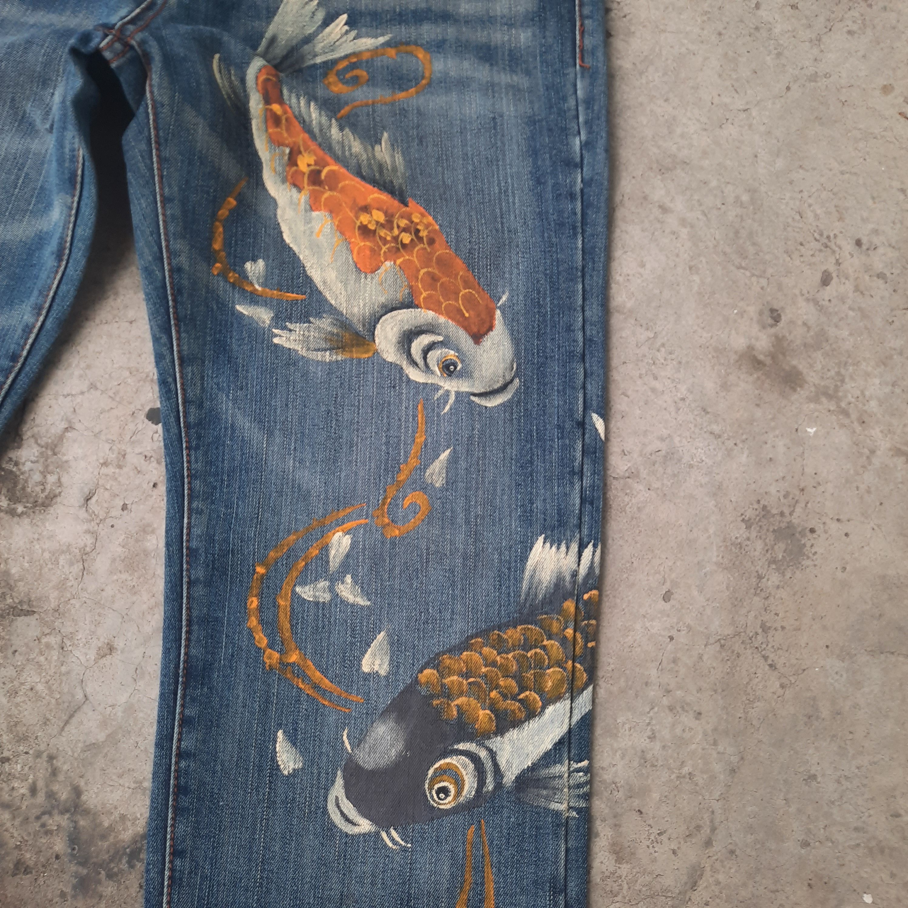 Japanese Brand Japanese Brand koi Fish Painted Denim Size US 34 / EU 50 - 2 Thumbnail