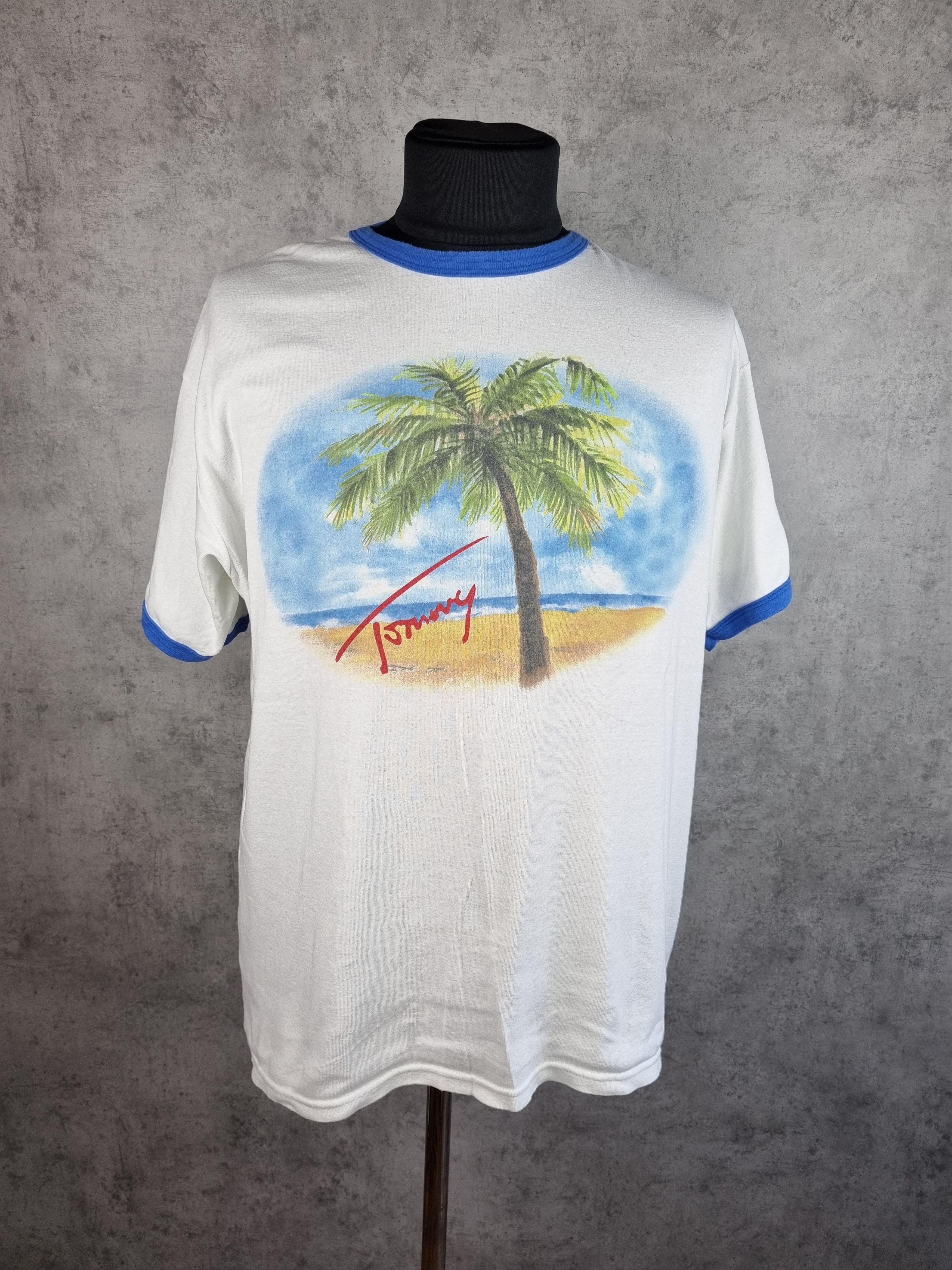 Tommy Hilfiger × Vintage Rare Vintage Big Logo Palm Tommy Hilfiger Tee Shirt Size US XL / EU 56 / 4 - 1 Thumbnail