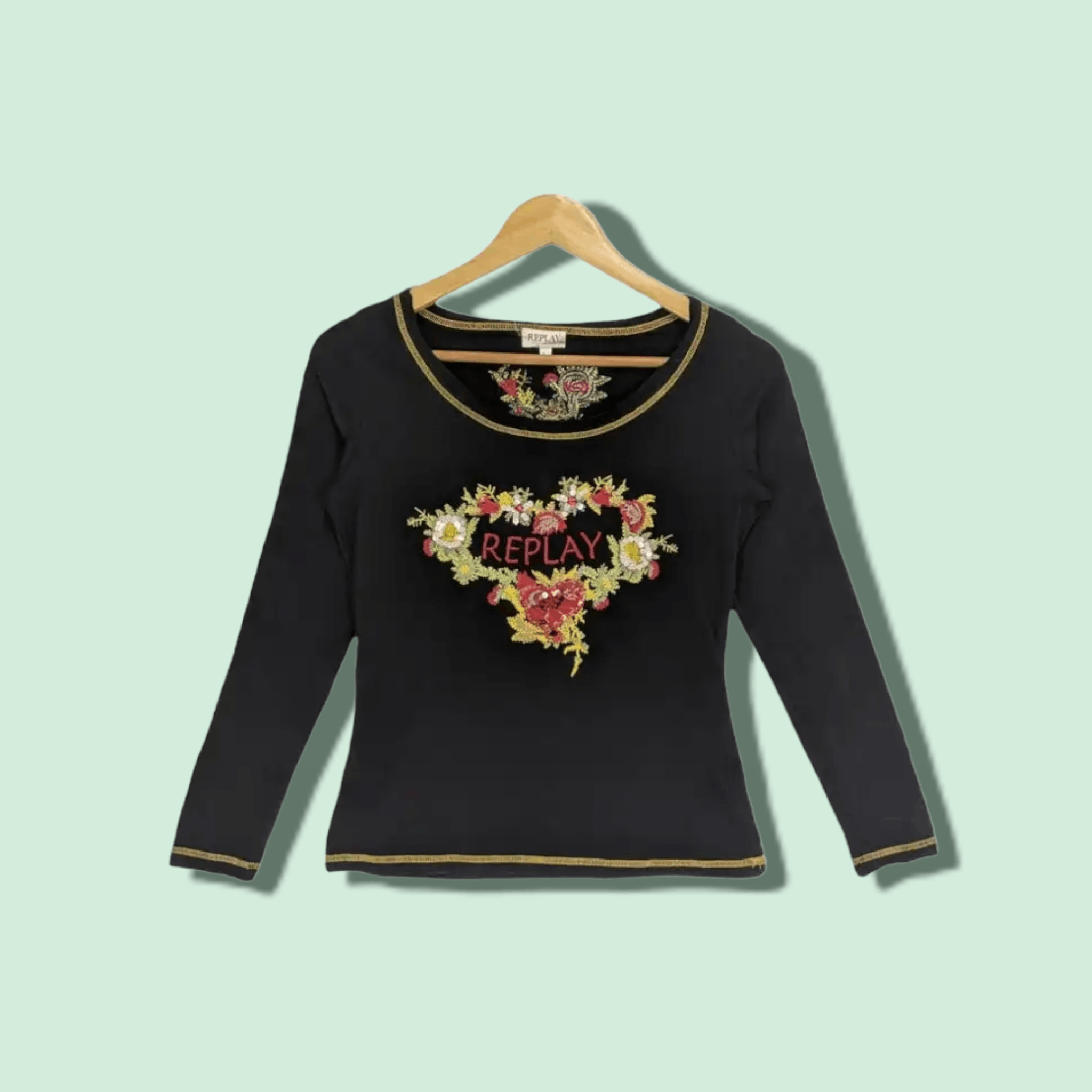 Replay Italian REPLAY Floral Flower Long Sleeve T-Shirt Size M / US 6-8 / IT 42-44 - 1 Thumbnail