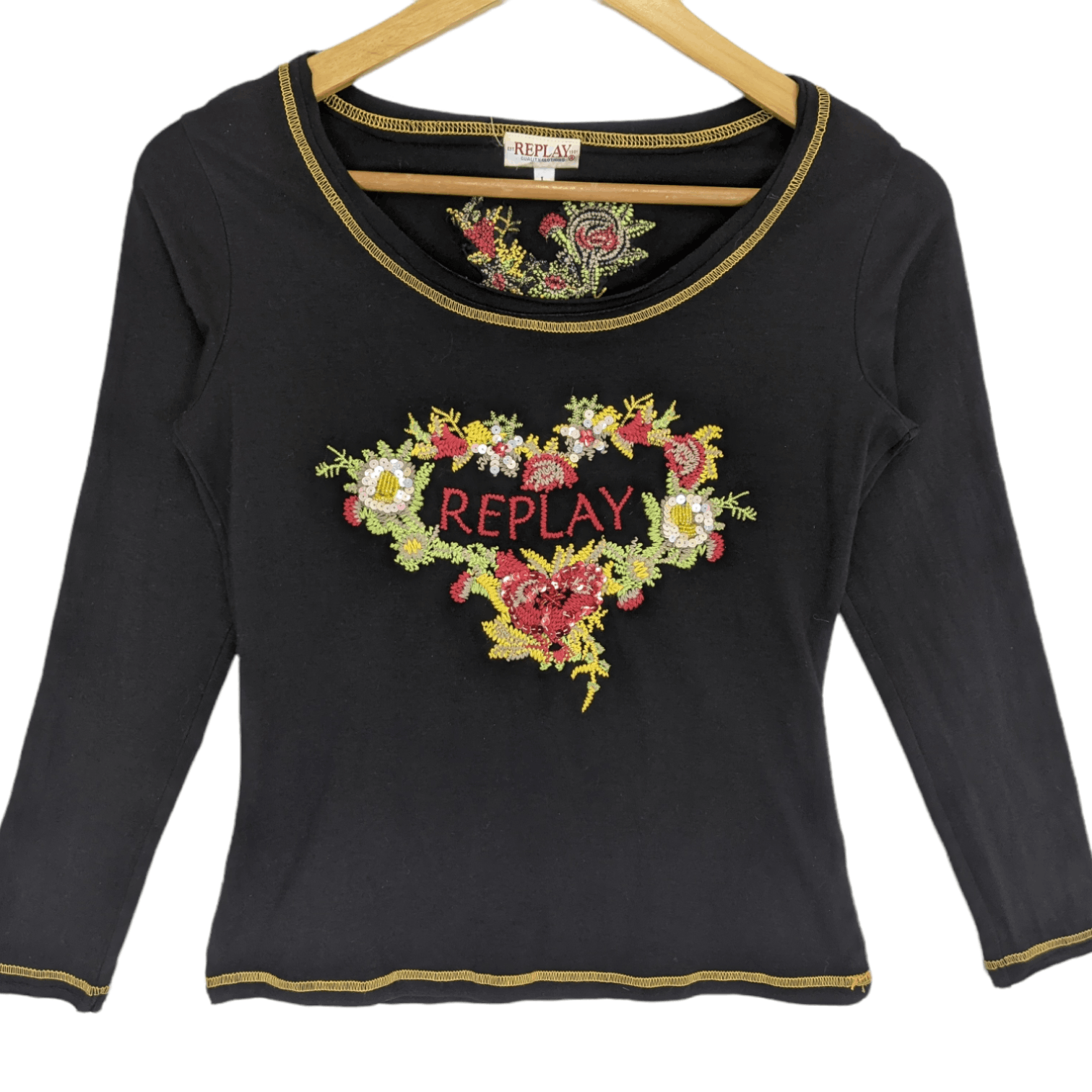 Replay Italian REPLAY Floral Flower Long Sleeve T-Shirt Size M / US 6-8 / IT 42-44 - 3 Thumbnail