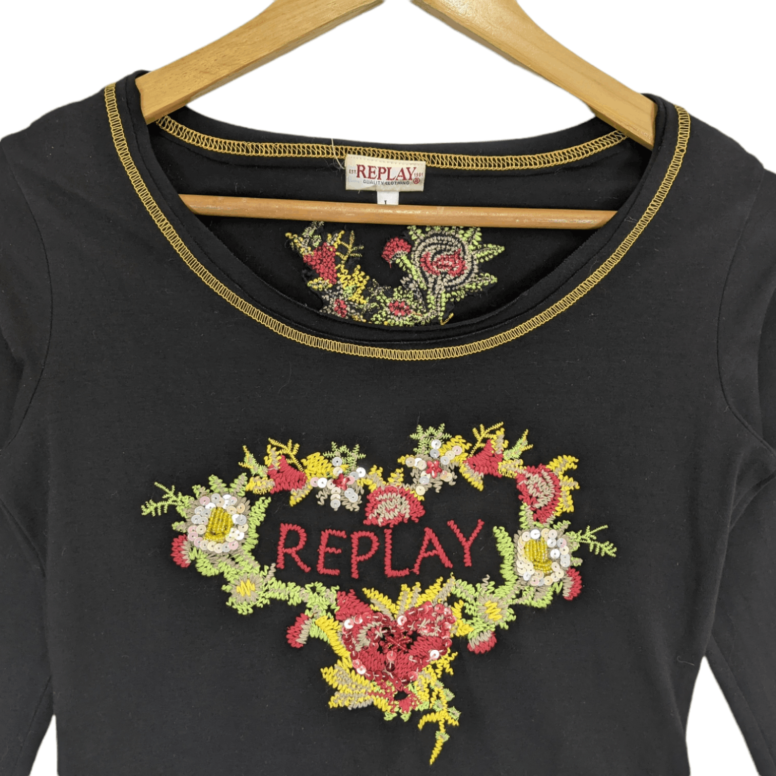 Replay Italian REPLAY Floral Flower Long Sleeve T-Shirt Size M / US 6-8 / IT 42-44 - 4 Thumbnail