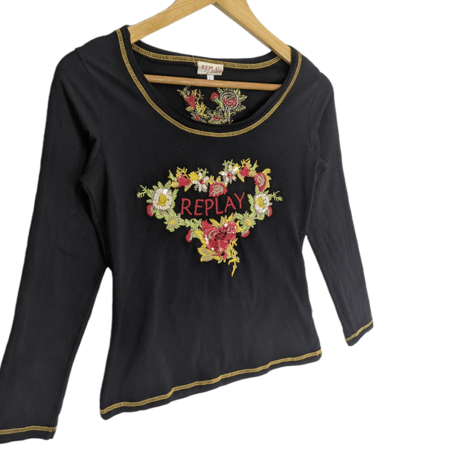 Replay Italian REPLAY Floral Flower Long Sleeve T-Shirt Size M / US 6-8 / IT 42-44 - 2 Thumbnail