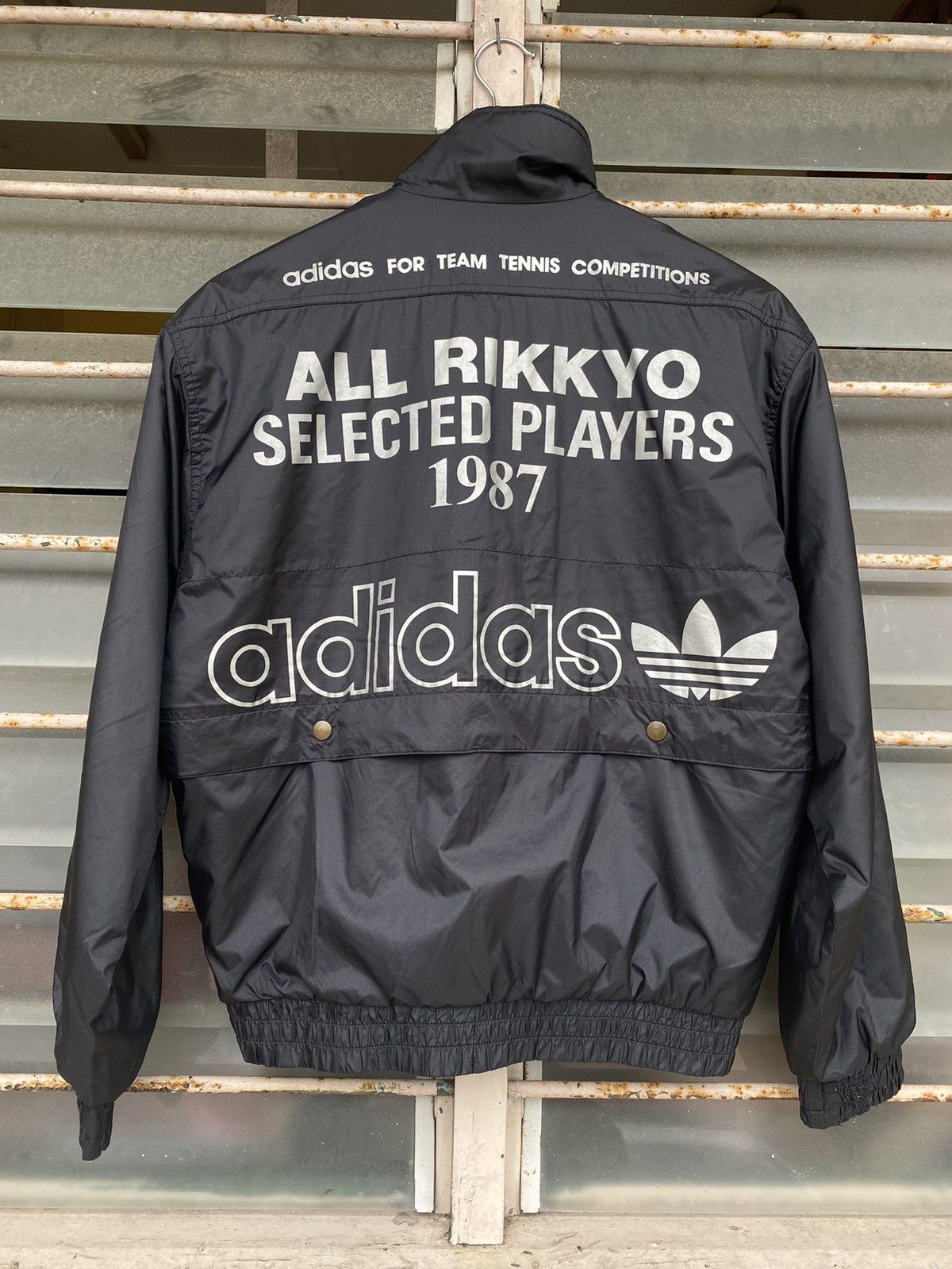 image of Distressed Vintage Adidas Jacket Jaspo 80's in Black, Men's (Size Medium)