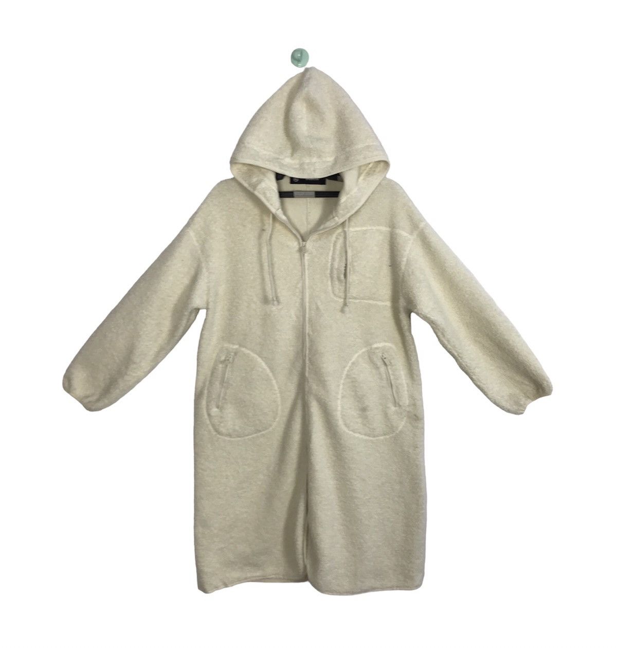 image of Gu X Undercover Long Fluffy Hoodies Jacket Zip Up Design in White, Women's (Size Large)