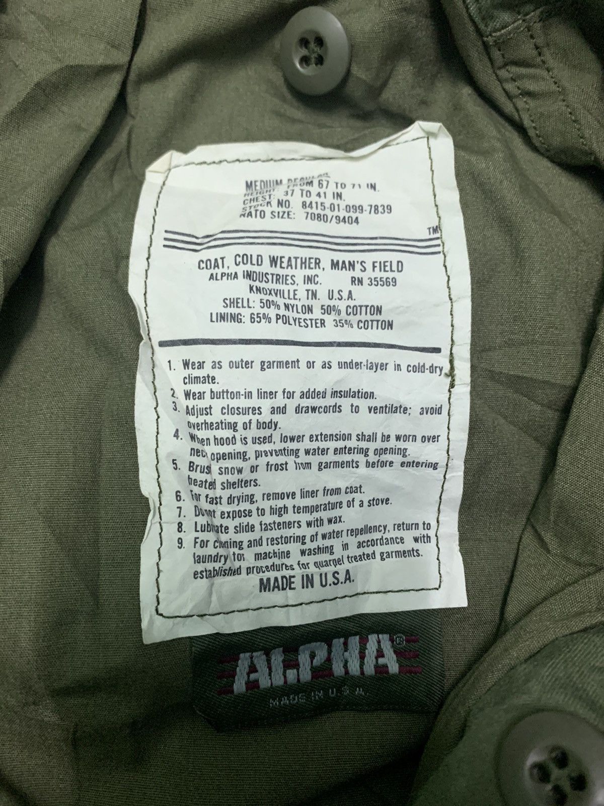 Alpha Industries Alpha Industries Cold Weather Man’s Field Coat Size US M / EU 48-50 / 2 - 8 Thumbnail