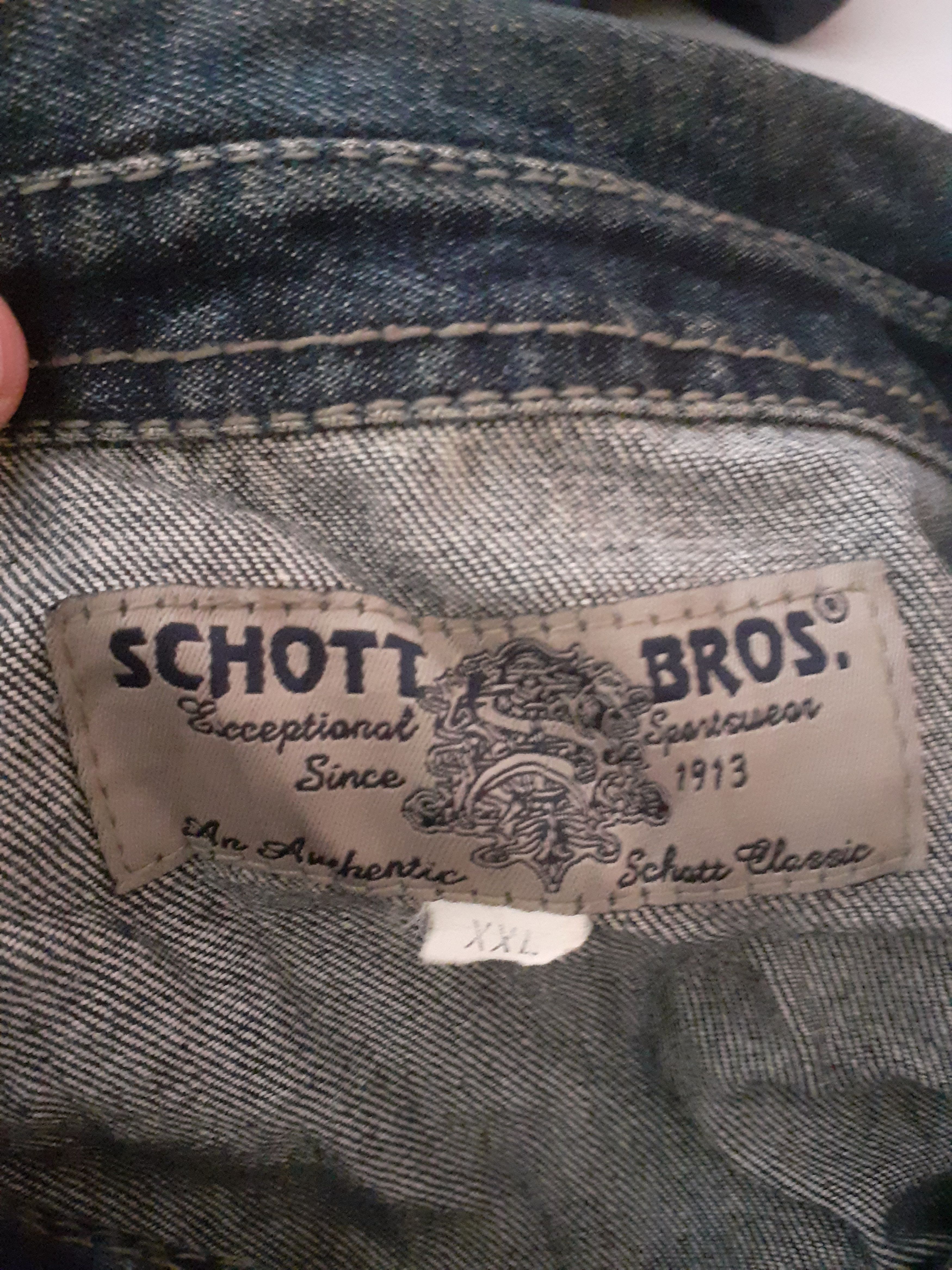 Schott × Vintage Very Nice Schott Bros Denim Shirt Size US XXL / EU 58 / 5 - 6 Thumbnail