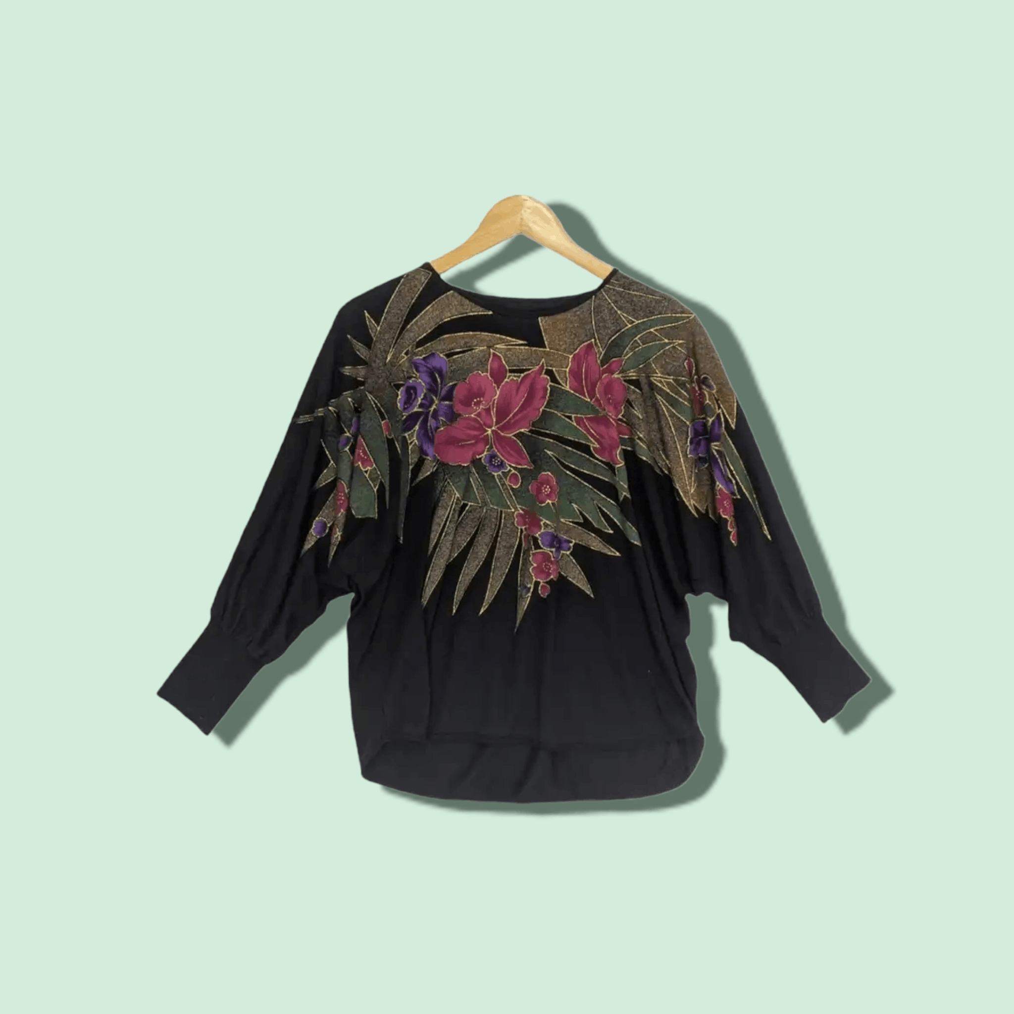 Japanese Brand Japan FLORAL Flower Full Print Long Sleeve Top Dress Size ONE SIZE - 1 Thumbnail