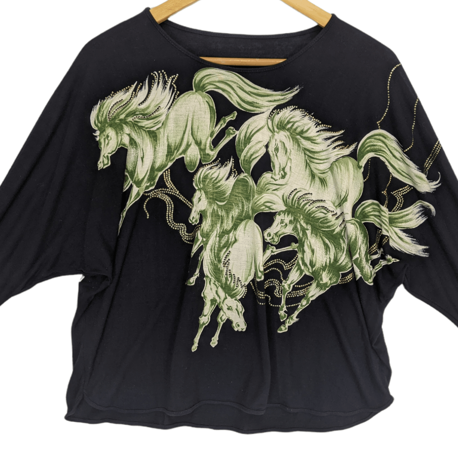 Japanese Brand Japan HORSE Animal Full Print Long Sleeve Top Dress T-Shirt Size ONE SIZE - 2 Thumbnail