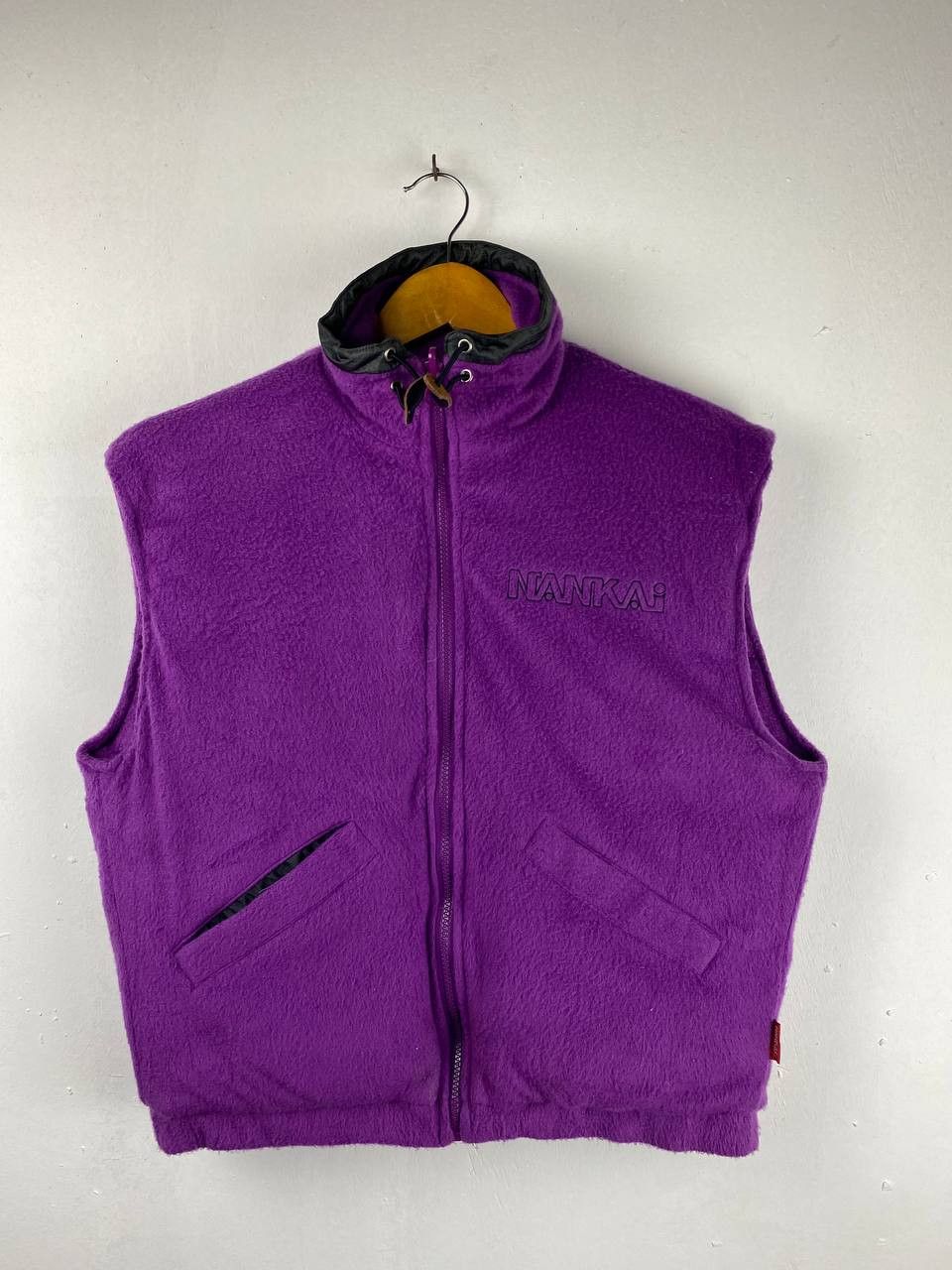 vintage nankai motorcycle puffer vest embroided logo