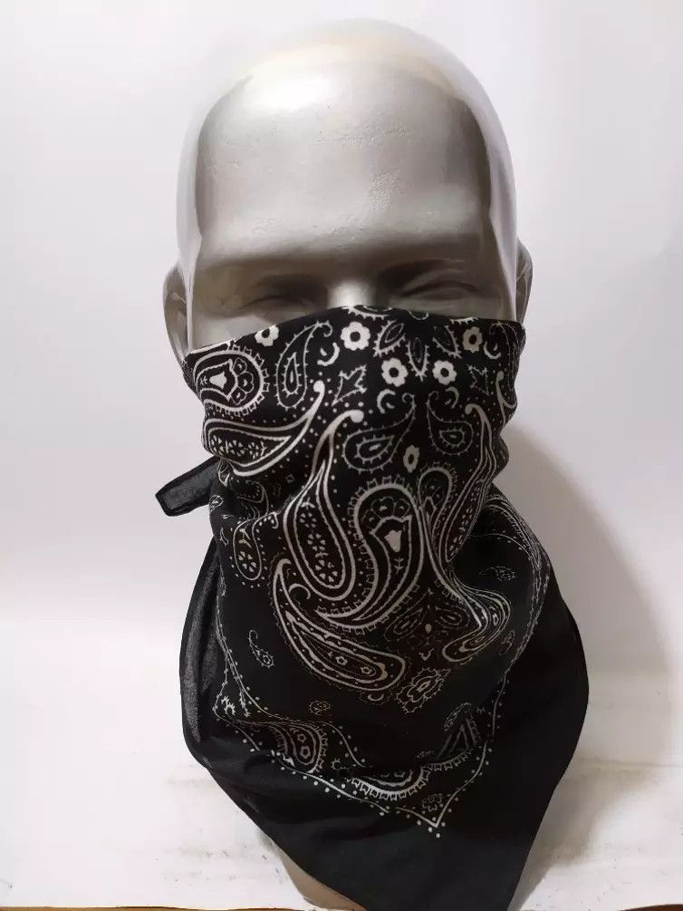 Japanese Brand JAPANESE Black Bandana, Handkerchief, Headband, Masked Size ONE SIZE - 4 Thumbnail