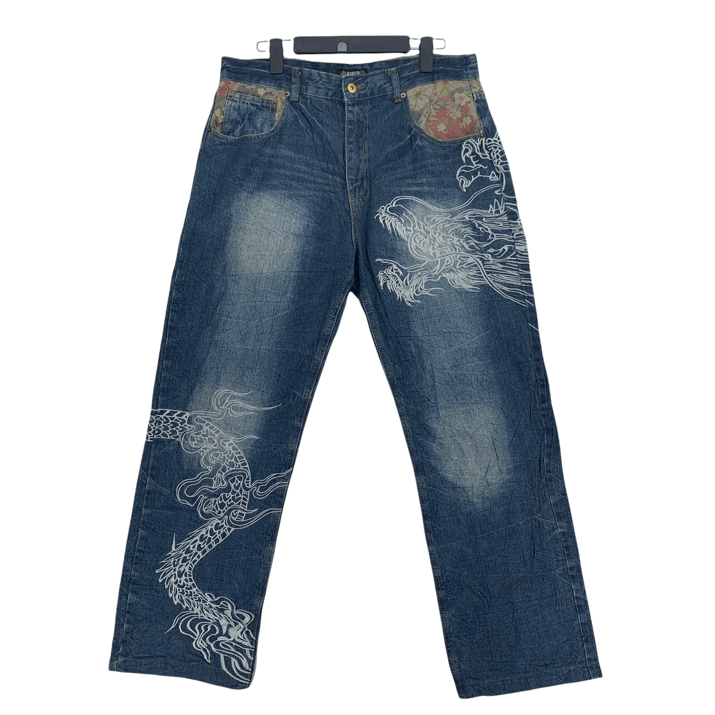 Japanese Brand HISHYOUHAKUREI WAGAR DENIM DRAGON DENIM PANTS #3463-123 Size US 34 / EU 50 - 4 Thumbnail