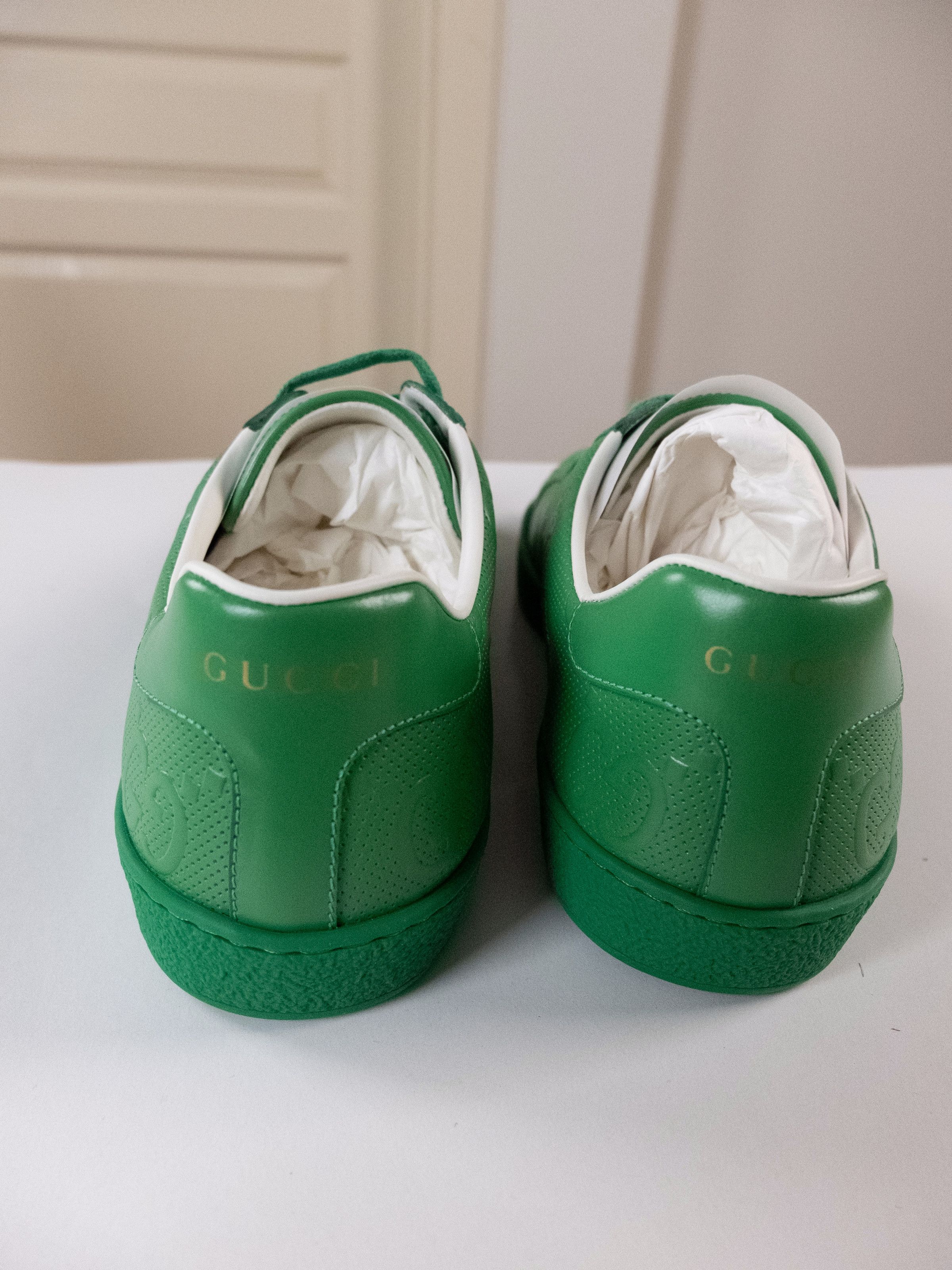 Gucci GUCCI Ace green embossed GG monogram leather sneakers 8.5 42 Size US 8.5 / EU 41-42 - 8 Thumbnail