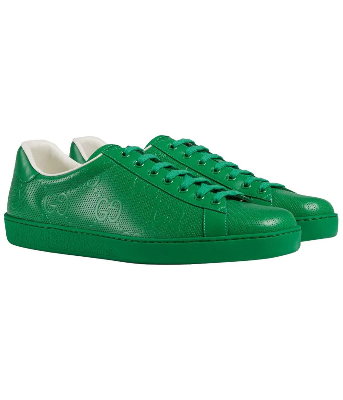 Gucci GUCCI Ace green embossed GG monogram leather sneakers 8.5 42 Size US 8.5 / EU 41-42 - 1 Thumbnail