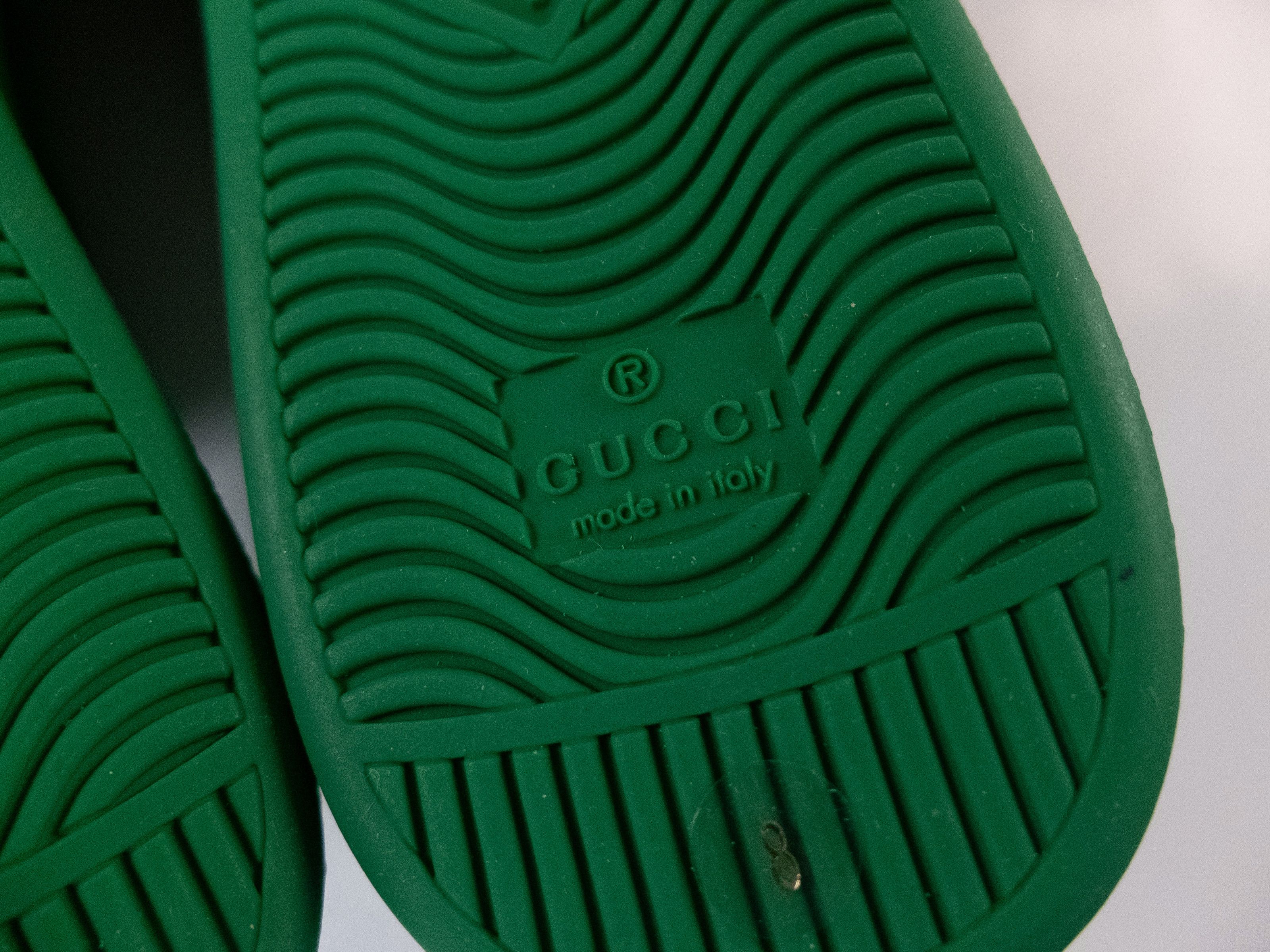 Gucci GUCCI Ace green embossed GG monogram leather sneakers 8.5 42 Size US 8.5 / EU 41-42 - 10 Thumbnail