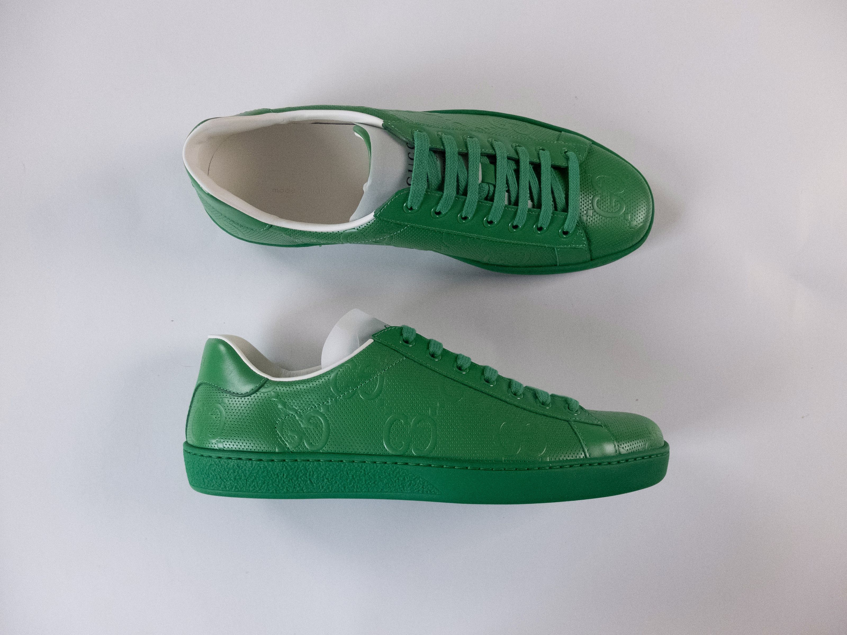 Gucci GUCCI Ace green embossed GG monogram leather sneakers 8.5 42 Size US 8.5 / EU 41-42 - 3 Thumbnail