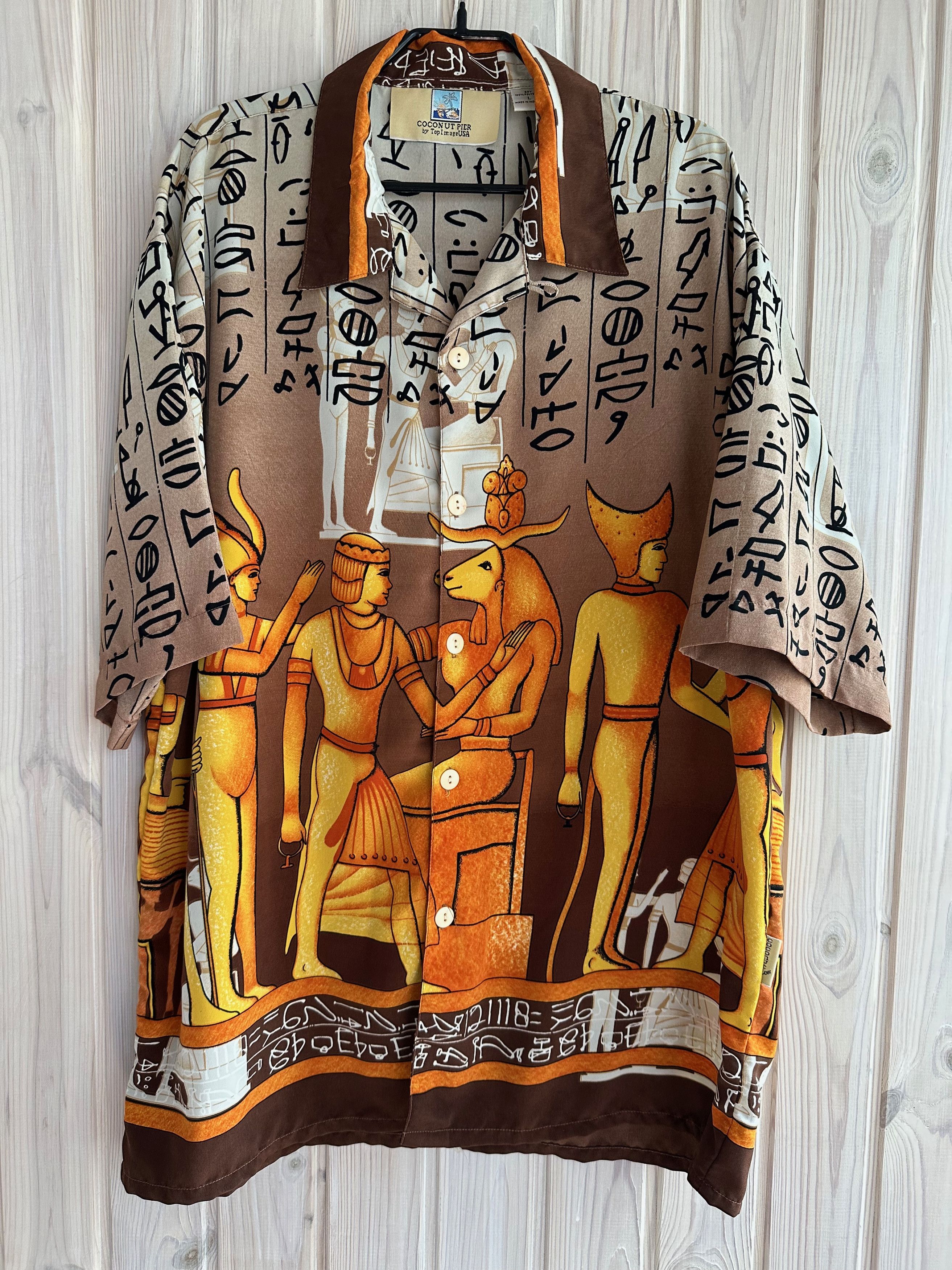 Other COCONUT PIER Egyptian Style print hawaiian shirt y2k vintage Size US L / EU 52-54 / 3 - 3 Thumbnail
