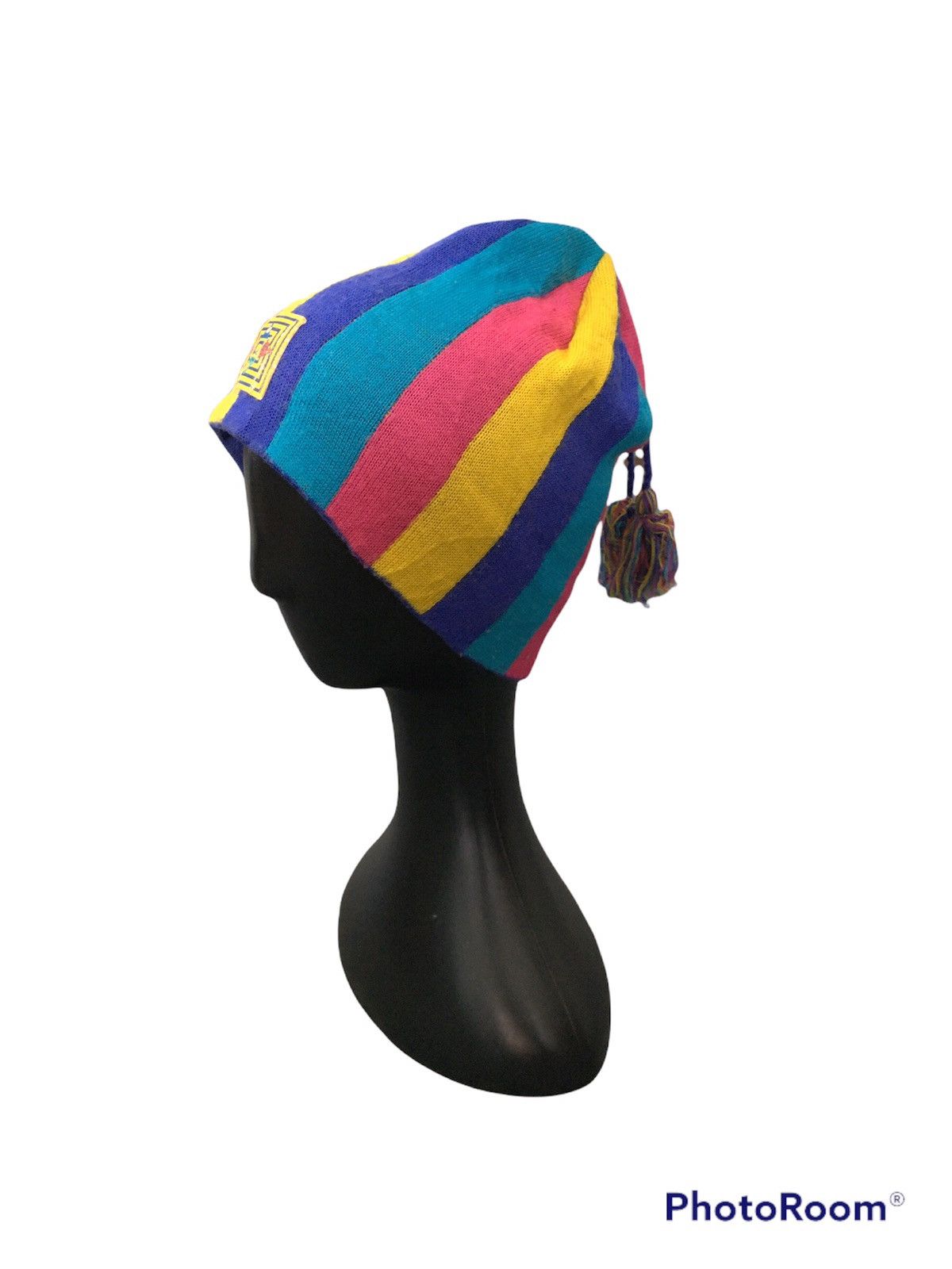 Vintage Vintage RAINBOW Beanie Hat Size ONE SIZE - 2 Thumbnail
