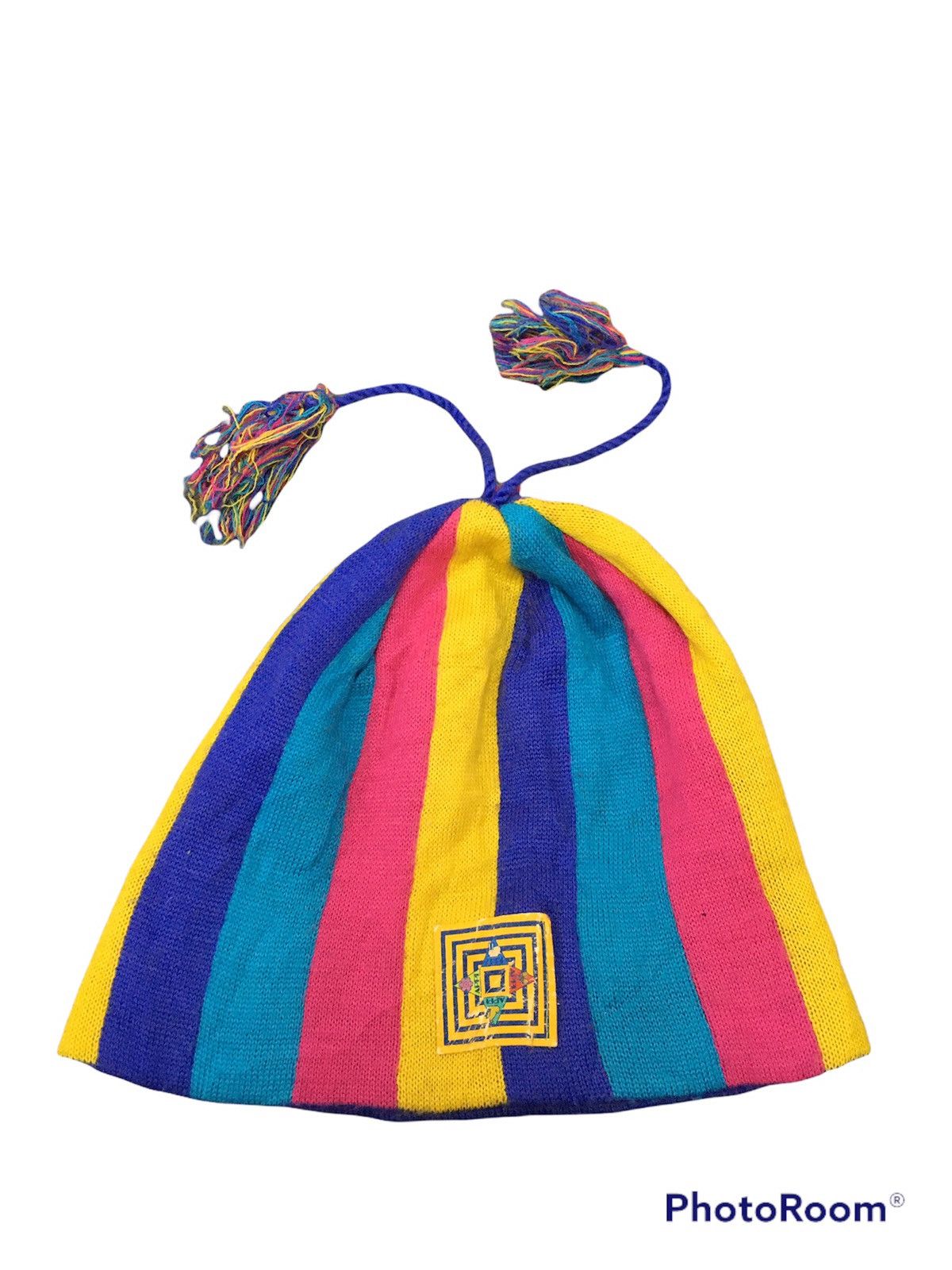Vintage Vintage RAINBOW Beanie Hat Size ONE SIZE - 4 Thumbnail