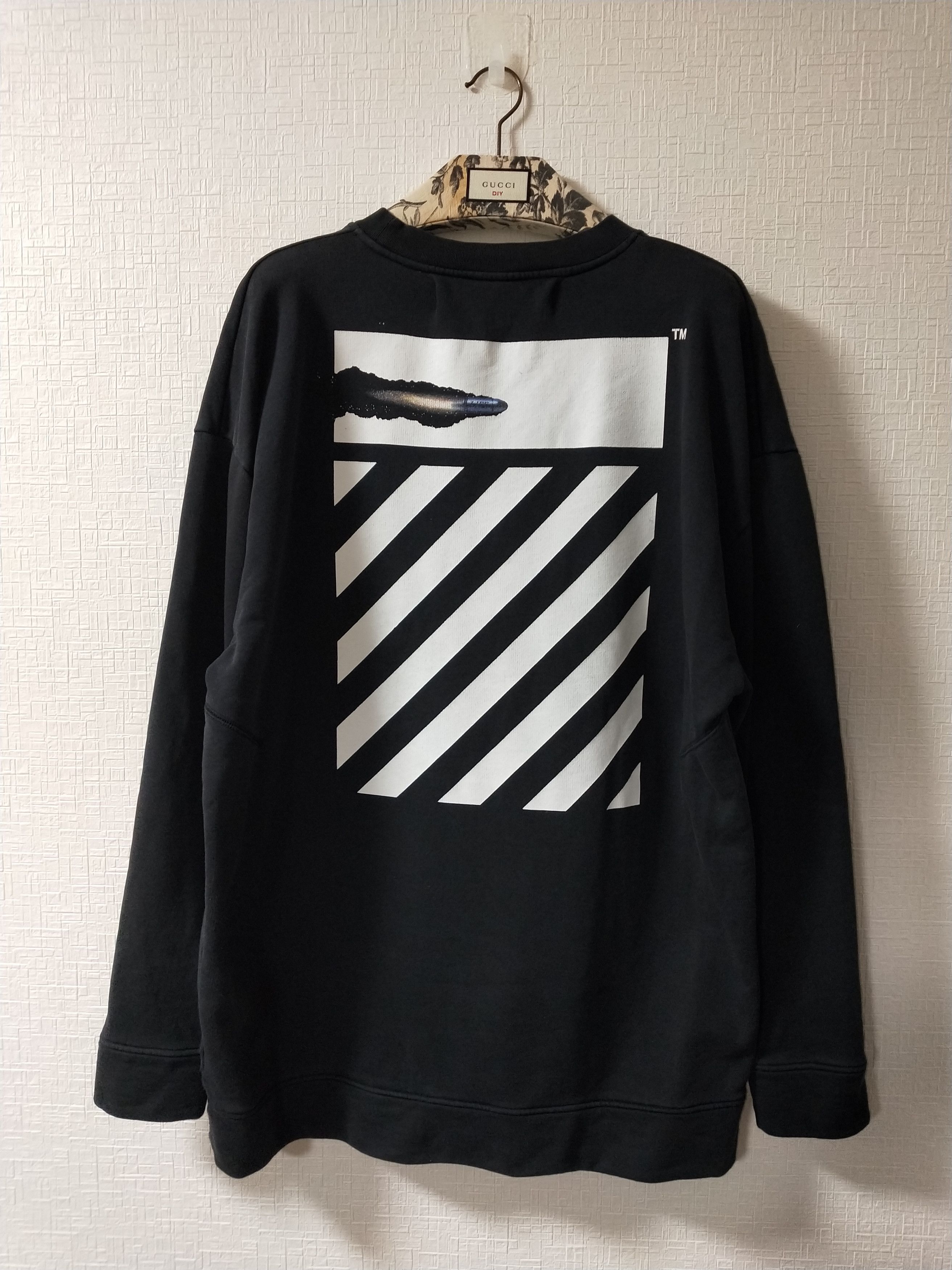 Pre-owned Off-white Diagonal Gun Sweatshirt In Black