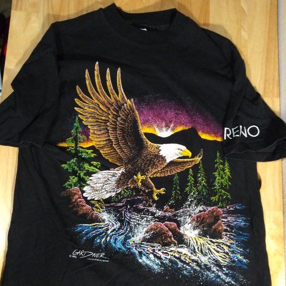 Other × Vintage Vintage Stand Out Bald Eagle Sunset Landscape Reno T-Shirt Size US L / EU 52-54 / 3 - 1 Thumbnail