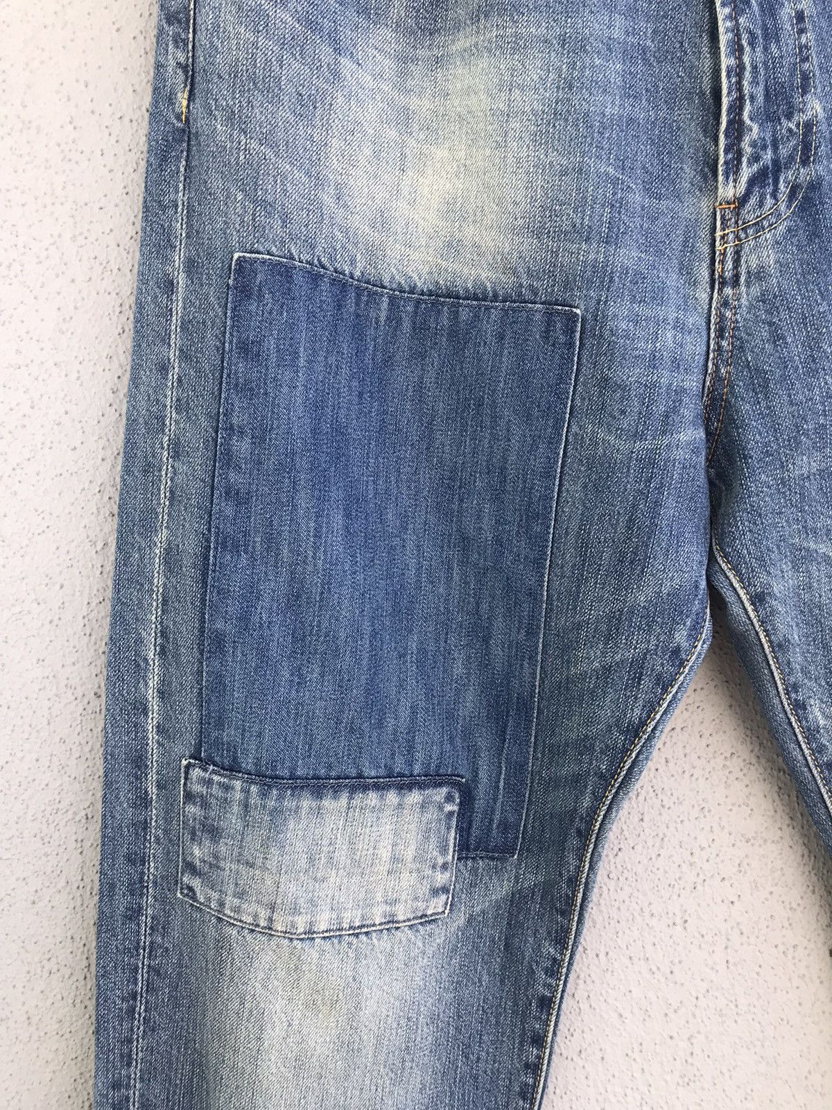 Japanese Brand Japanese Brand Unbrand Blue Distressed Patchwork Denim Jeans Size US 34 / EU 50 - 3 Thumbnail