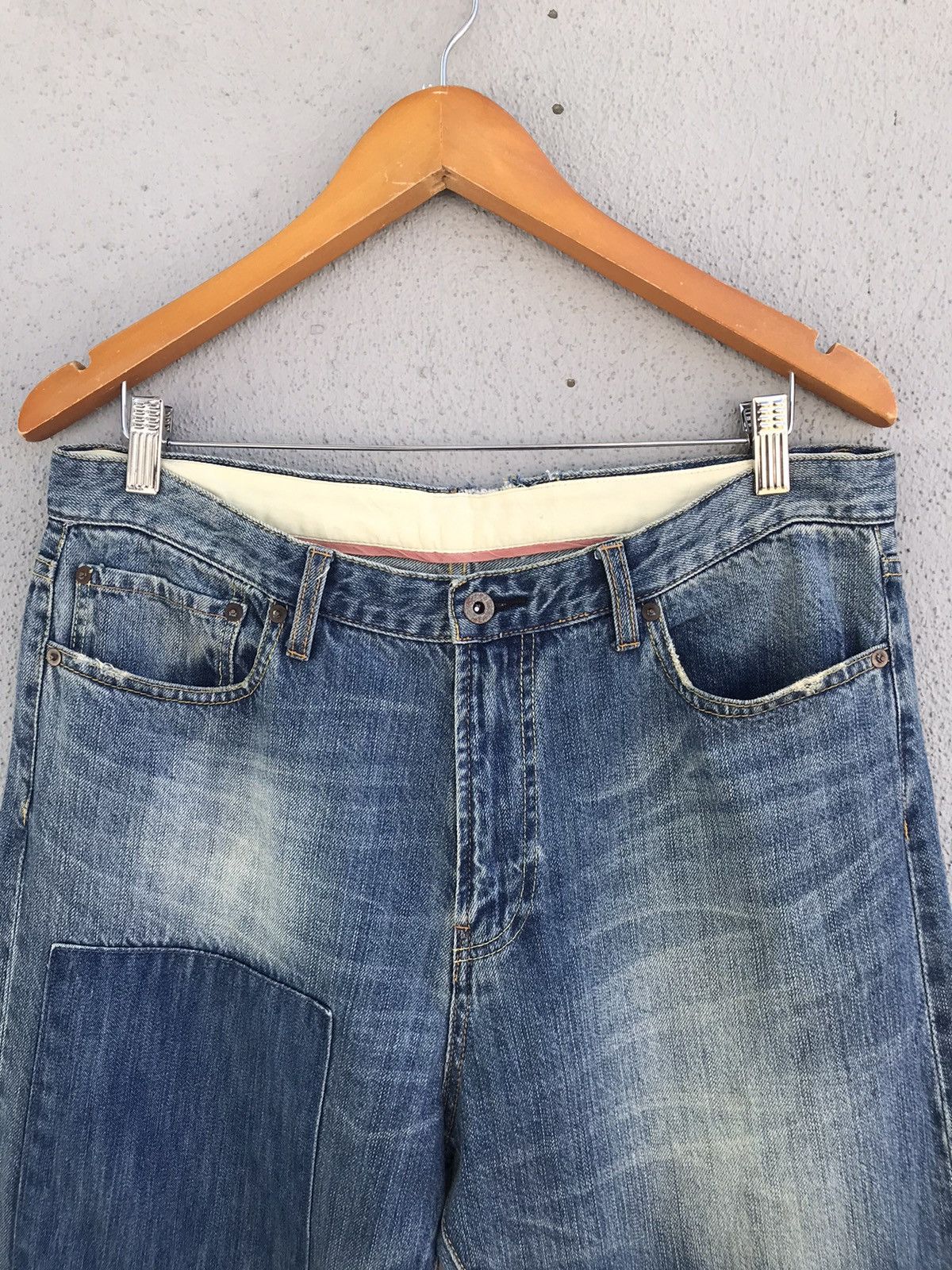 Japanese Brand Japanese Brand Unbrand Blue Distressed Patchwork Denim Jeans Size US 34 / EU 50 - 5 Thumbnail