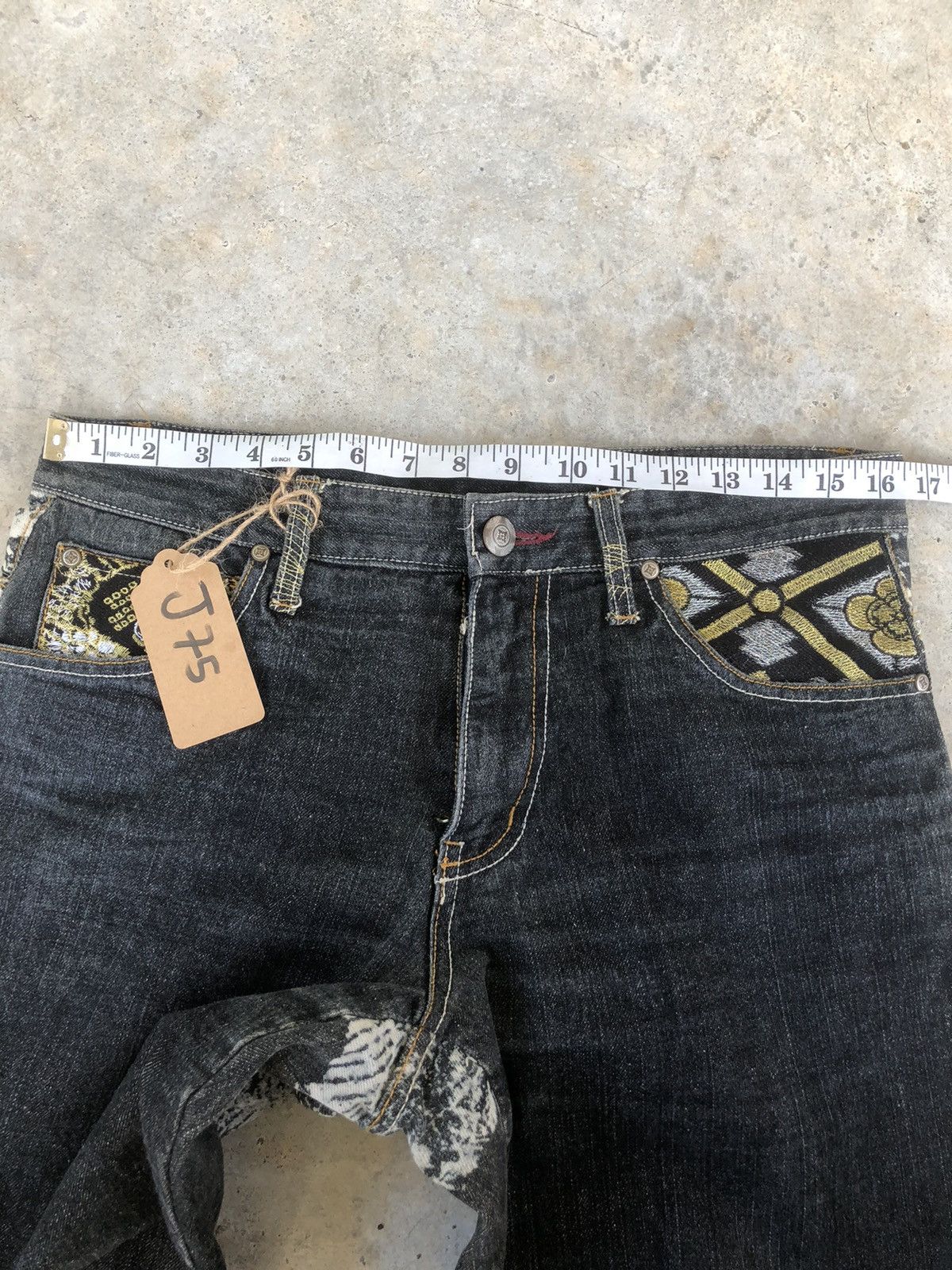 Japanese Brand Japanaese GUMU Embroidered Jeans Distressed Jeans Size US 33 - 18 Thumbnail