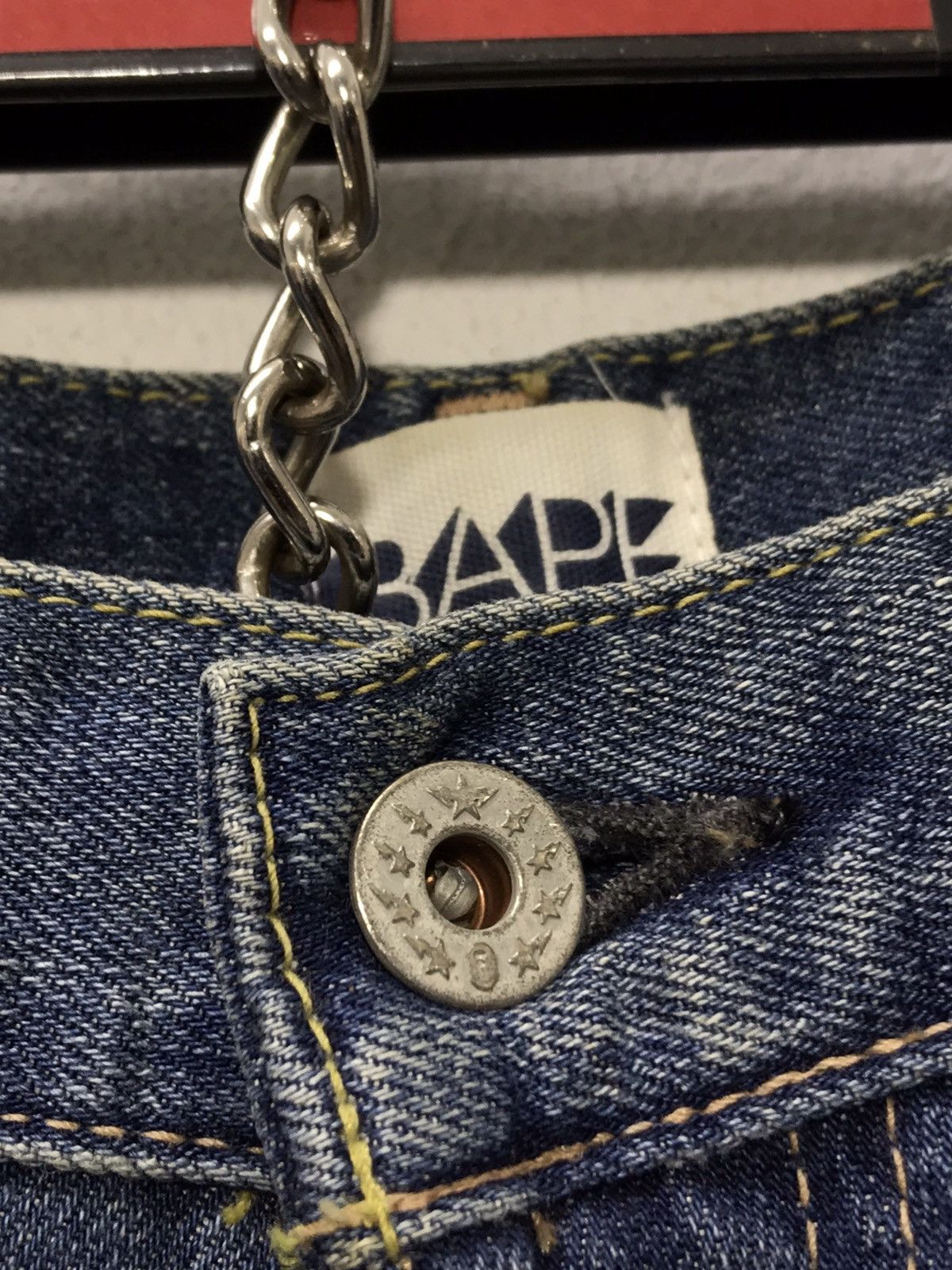 Bape Rare Bape Denim Chain Embroydery Loose Bathing Ape Nigo 3🟦3 Size US 35 - 9 Thumbnail