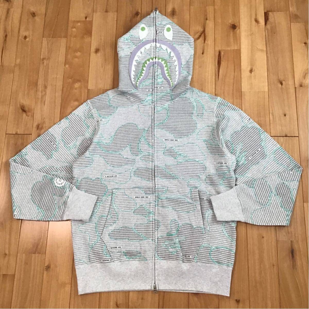 Bape 💫Glow in the Dark💫 TEXT CODE CAMO Shark full zip hoodie Size US L / EU 52-54 / 3 - 2 Thumbnail
