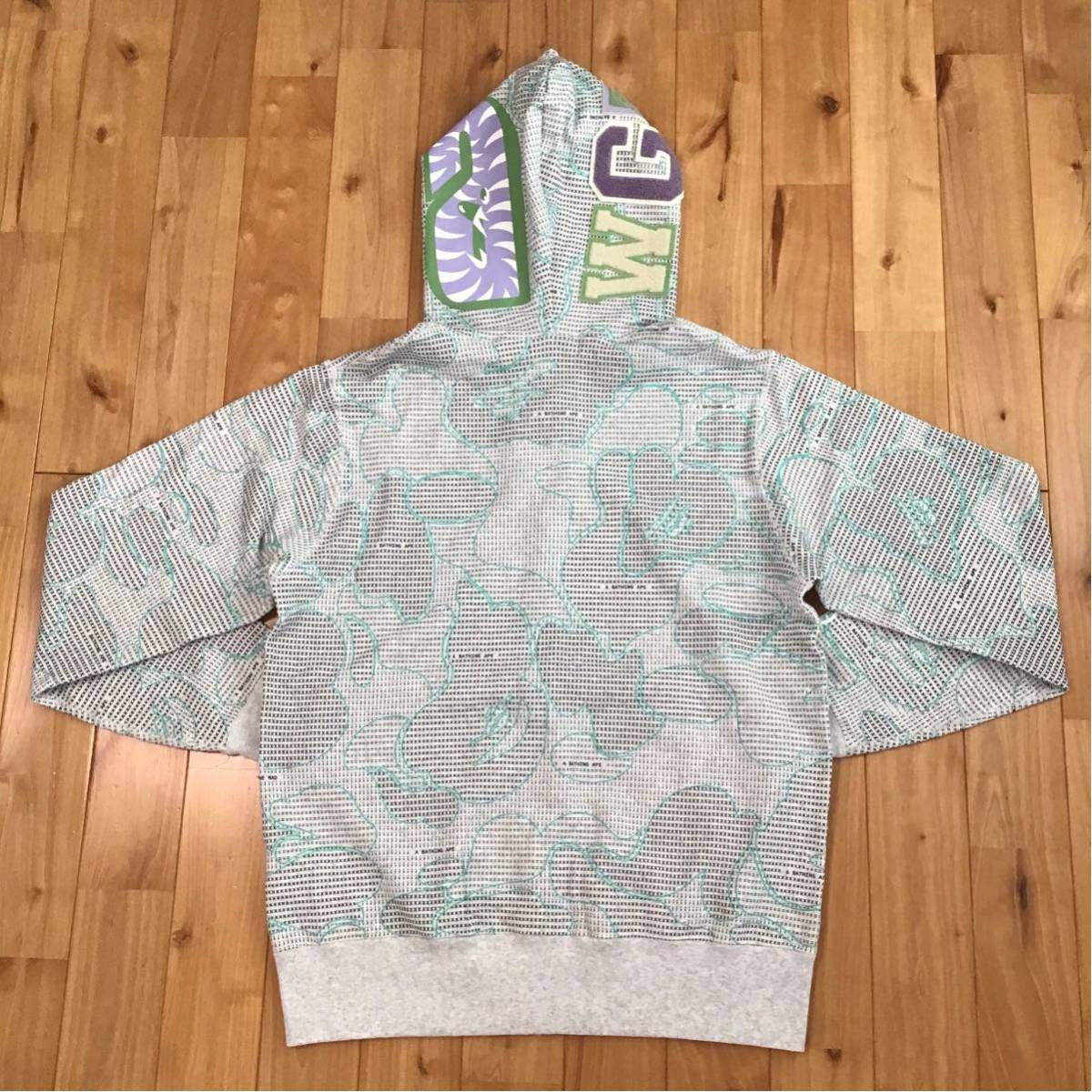 Bape 💫Glow in the Dark💫 TEXT CODE CAMO Shark full zip hoodie Size US L / EU 52-54 / 3 - 6 Thumbnail