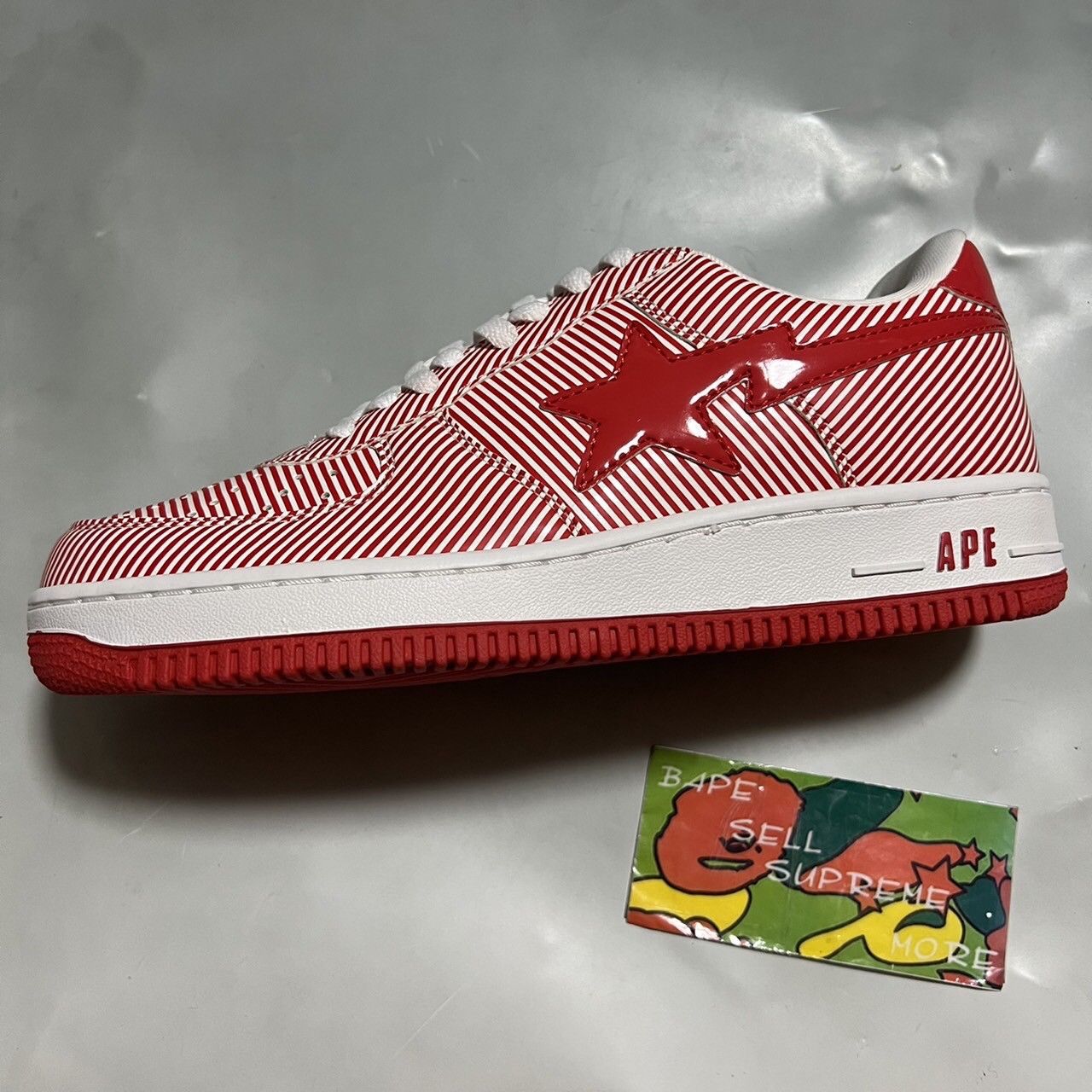 Bape 2007 BAPE Sta striped/Red/White patent leather Size US 9 / EU 42 - 1 Thumbnail
