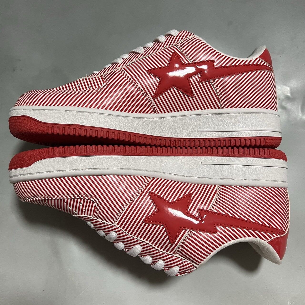 Bape 2007 BAPE Sta striped/Red/White patent leather Size US 9 / EU 42 - 4 Thumbnail